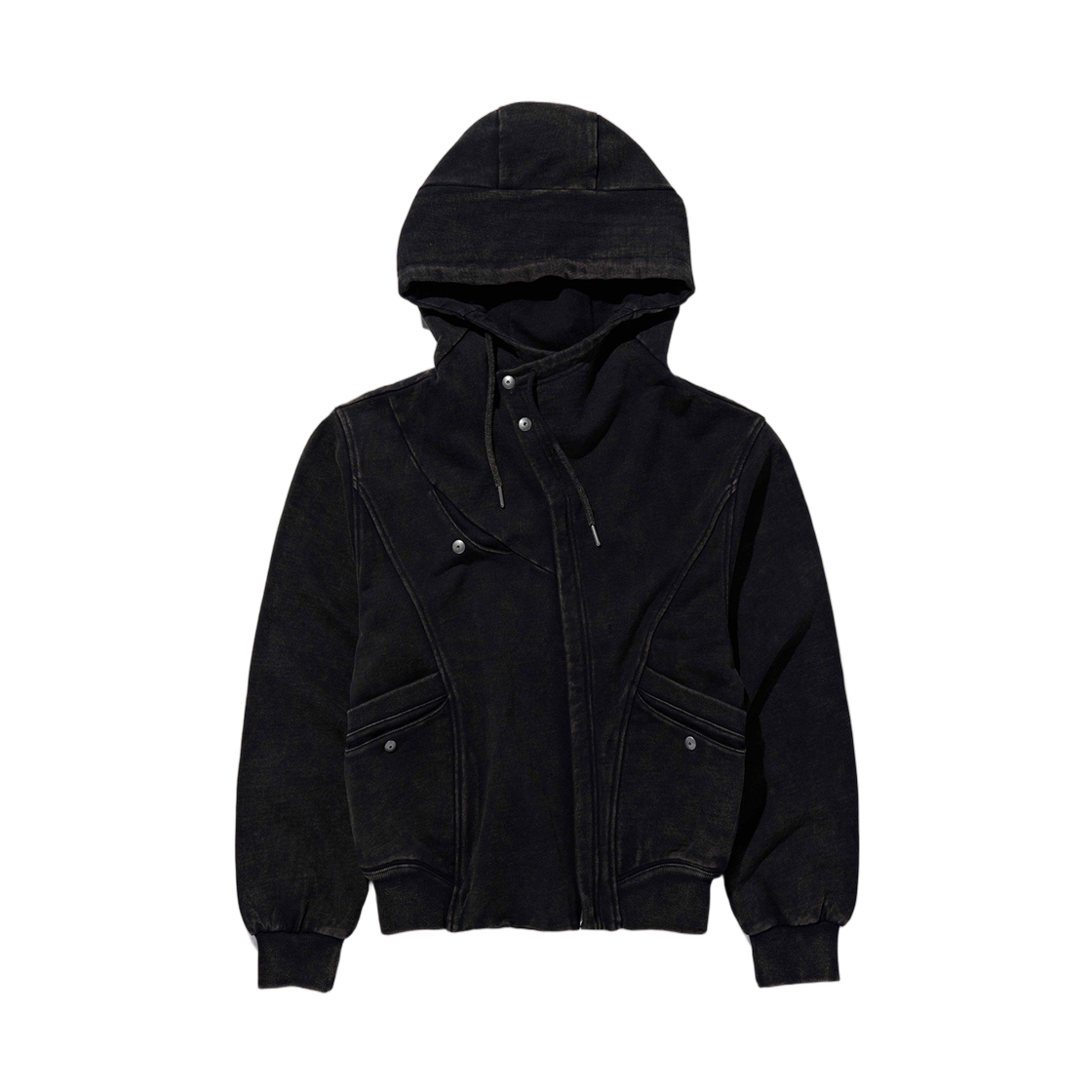 (W) 미스치프 유틸리티 후드 집업 워시드 블랙((W) Mischief Utility Hood Zip Up Washed Black) - 1