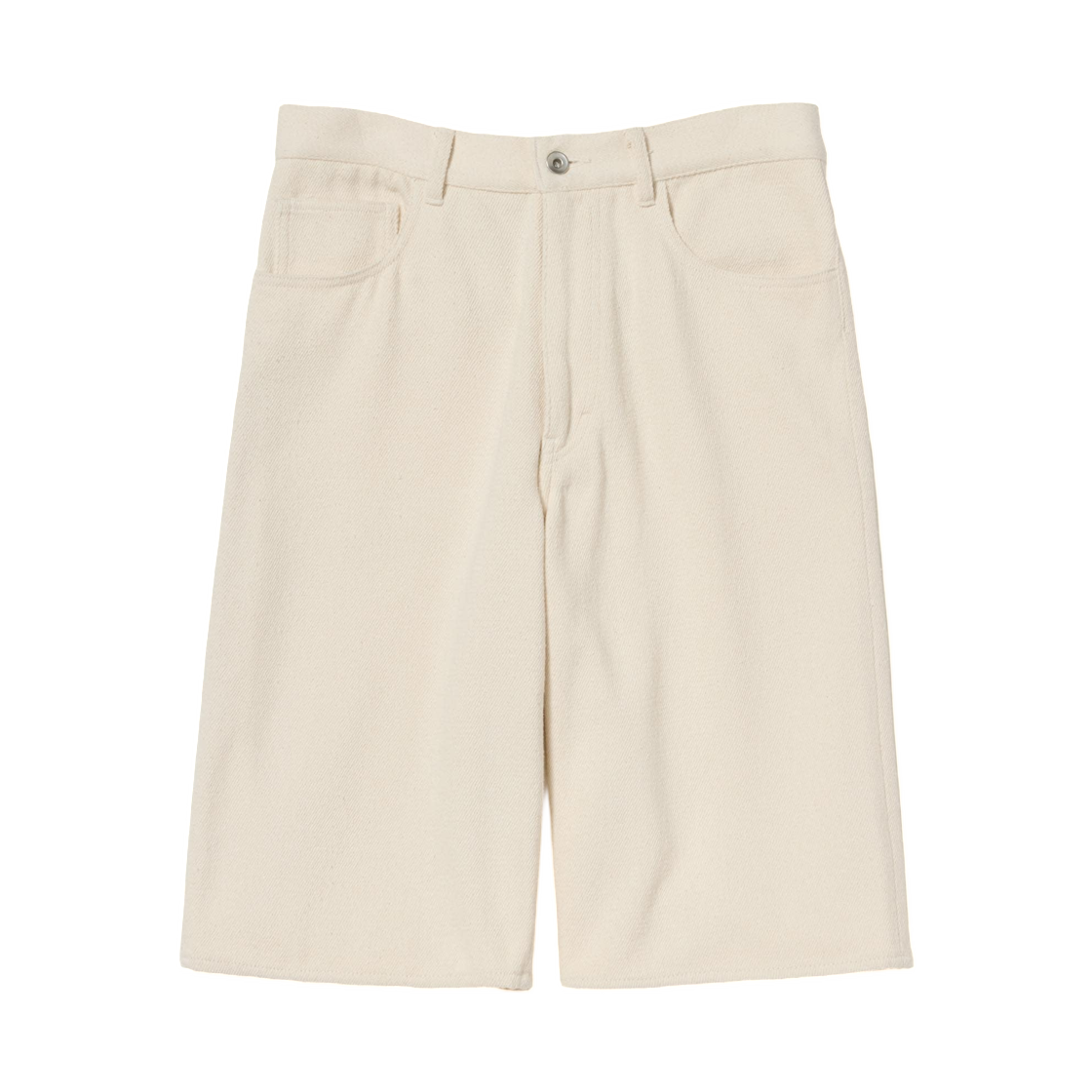 오라리 실크 넵 데님 5P 와이드 쇼츠 아이보리 화이트 - 26SS(Auralee Silk Nep Denim 5P Wide Shorts Ivory White - 26SS) - 1