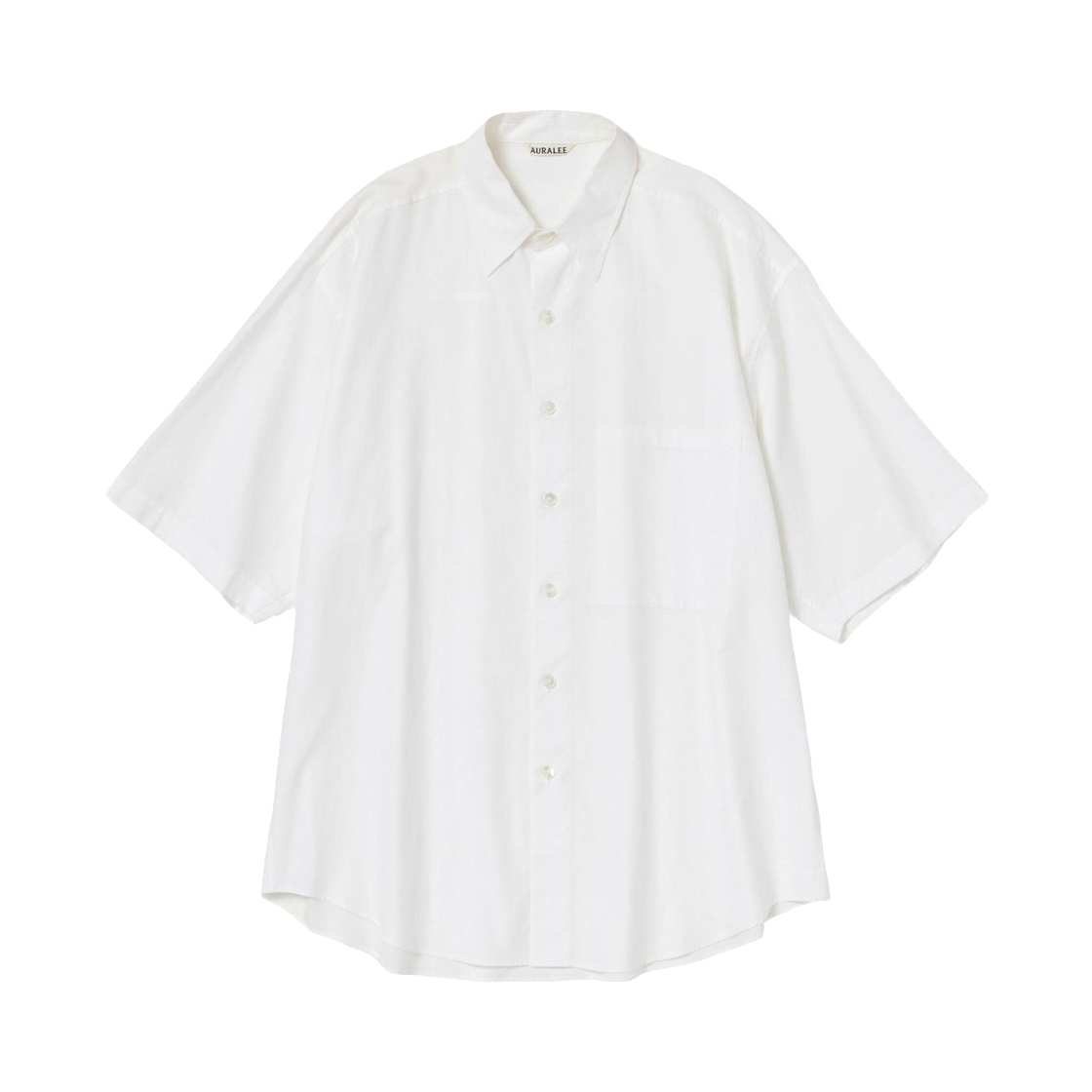 A26SS03TN Auralee Washed Finx Twill Big Half Sleeved Shirt White - 26SS
