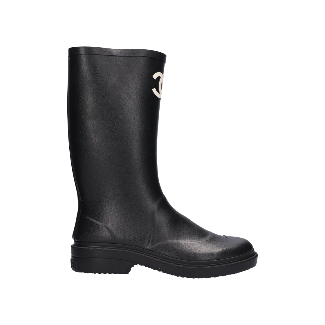 샤넬 G39620 레인 부츠 카우초크 블랙 38(Chanel G39620 Black Rain Boots, Cowchuck, Size 38) - 1