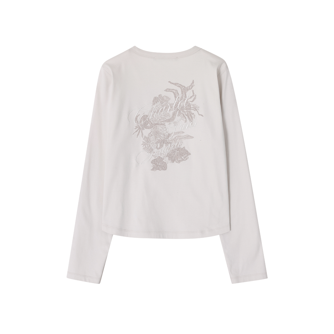 (W) 송지오 컬렉션 플뢰르 엠브로이드 롱슬리브 라이트 그레이((W) SONGZIO COLLECTION Fleur Embroidered Long Sleeve Light Grey) - 2