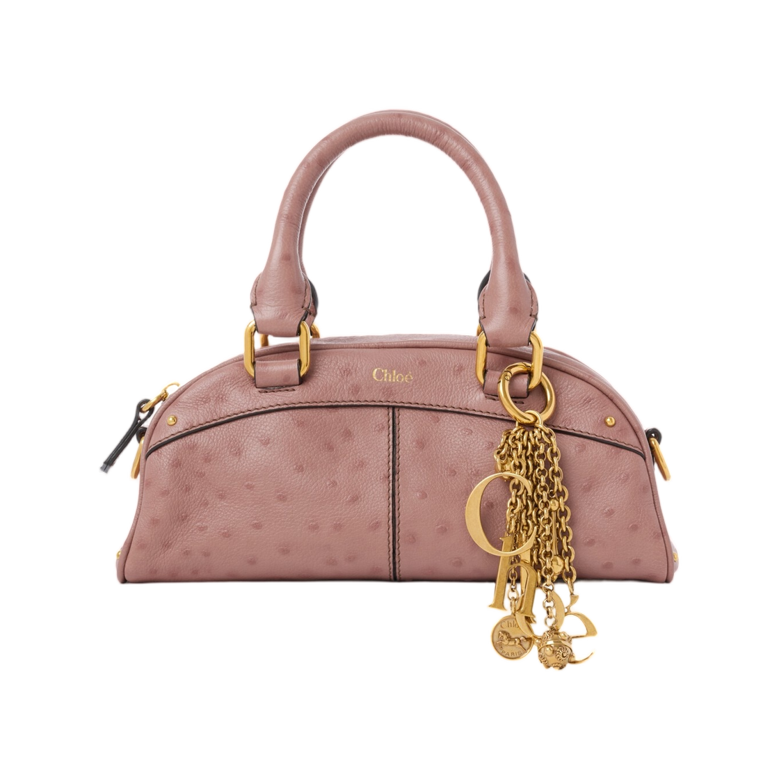 끌로에 스몰 끌로에 볼링백 오스트리치 이펙트 레더 누가(Chloe Small Chloe Bowling Bag in Ostrich Effect Leather Nougat) - 1
