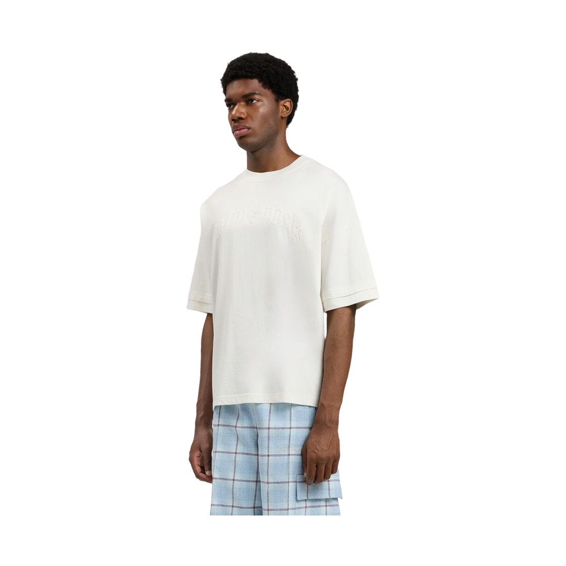 팜엔젤스 커브드 로고 루즈 더블 티셔츠 - 화이트(Palm Angels Curved Logo Loose Double Tee - Off White Off White) - 3