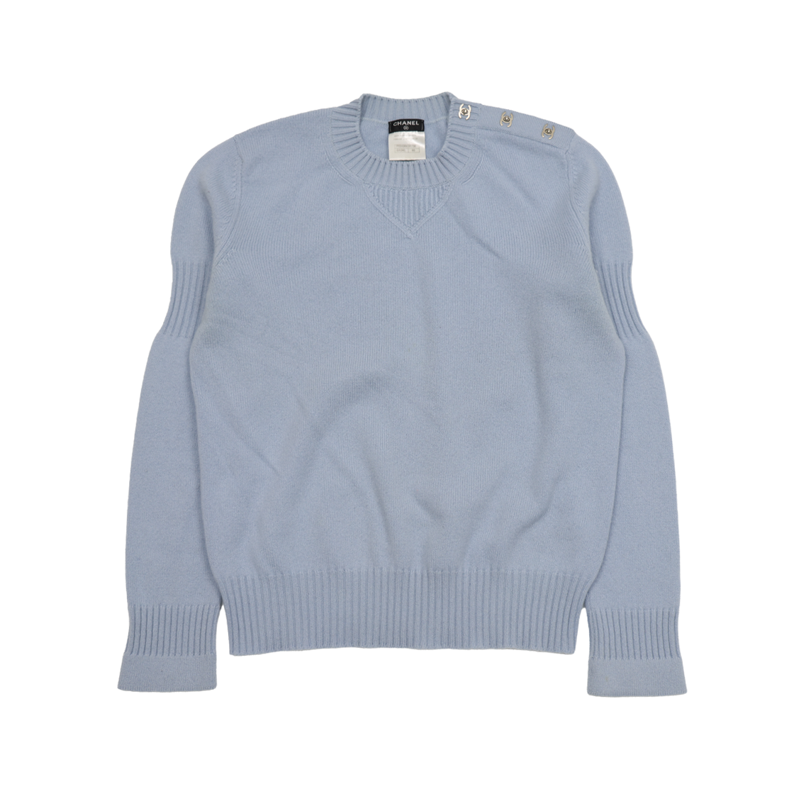 ITATLTV6EEFH Chanel Cashmere Crewneck Sweater in Sky Blue