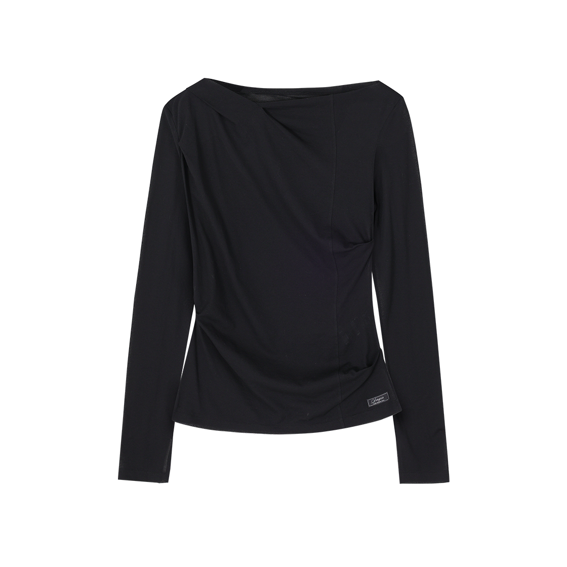 WI2TS210BK (W) SONGZIO Asymmetric Mockneck Long Sleeve Black
