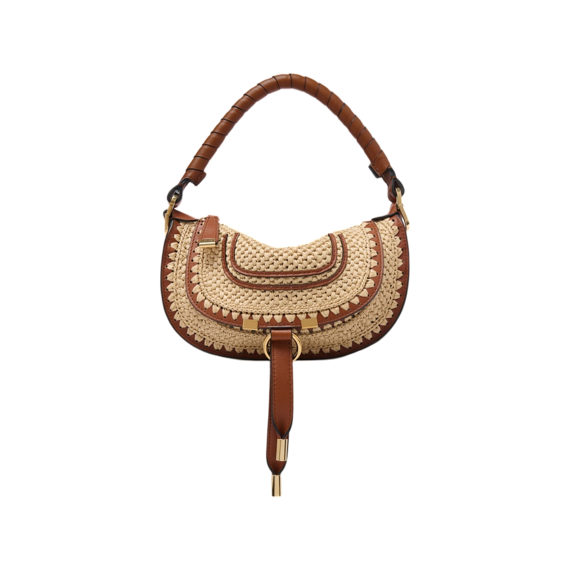 CH26UP927R6026M Chloe Mini Marcie Crossbody Bag in Raffia Clay Brown