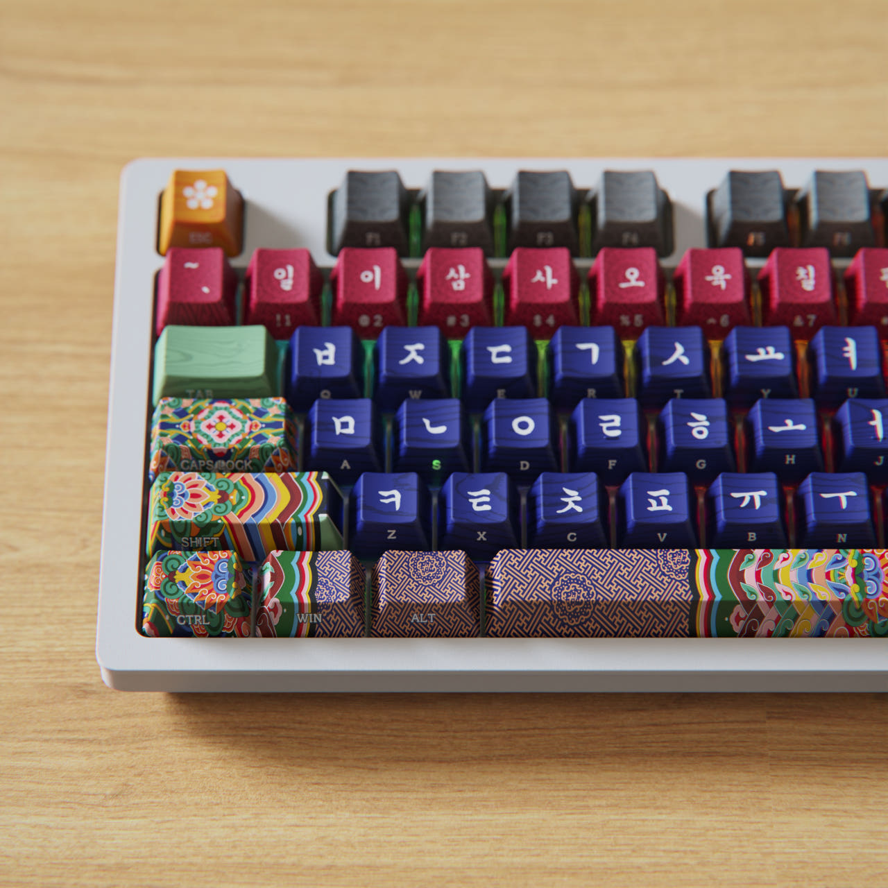 시이닷 교태전 단청 유선 LED 기계식 키보드 한국의 미(C.e.dot Gyochaejeon Blue Dancheong Wired LED Mechanical Keyboard) - 2
