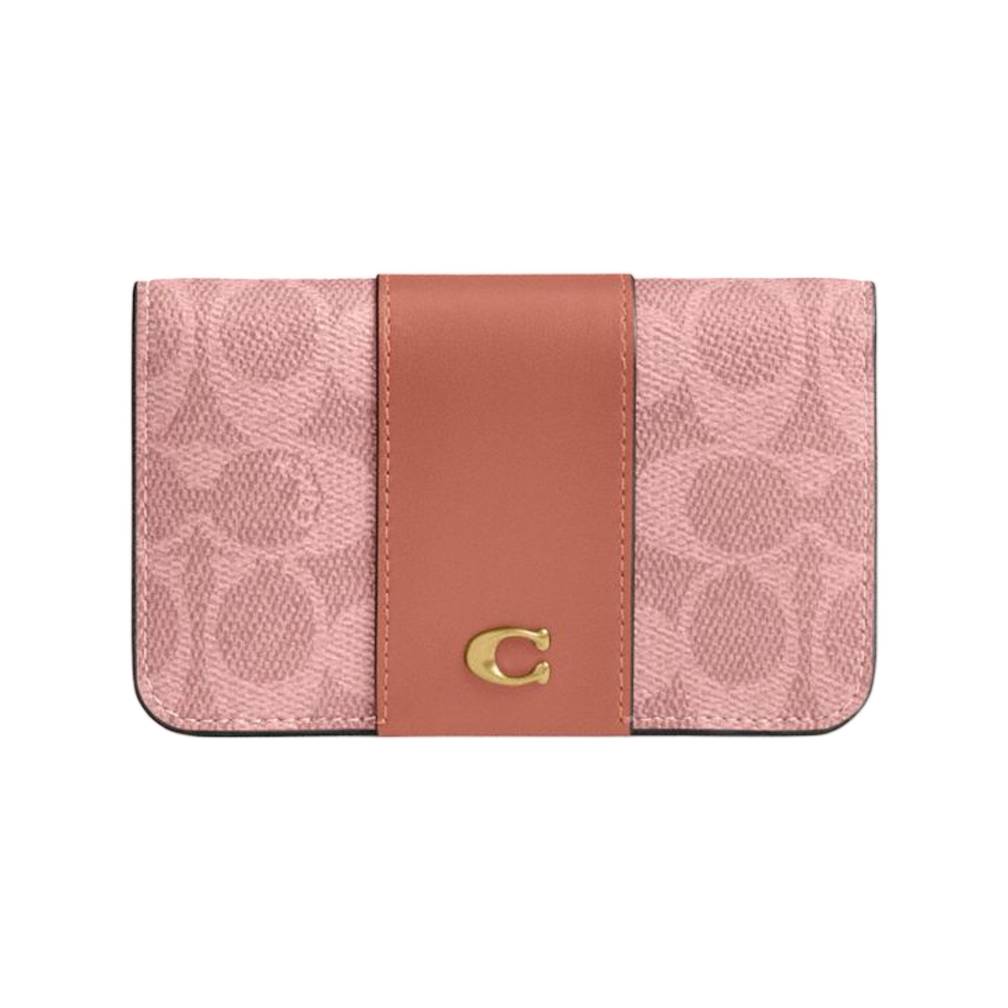 코치 에센셜 슬림 카드 케이스 시그니쳐 캔버스 브라스 멜론 핑크(Coach Essential Slim Card Case in Signature Canvas Brass Melon Pink) - 1
