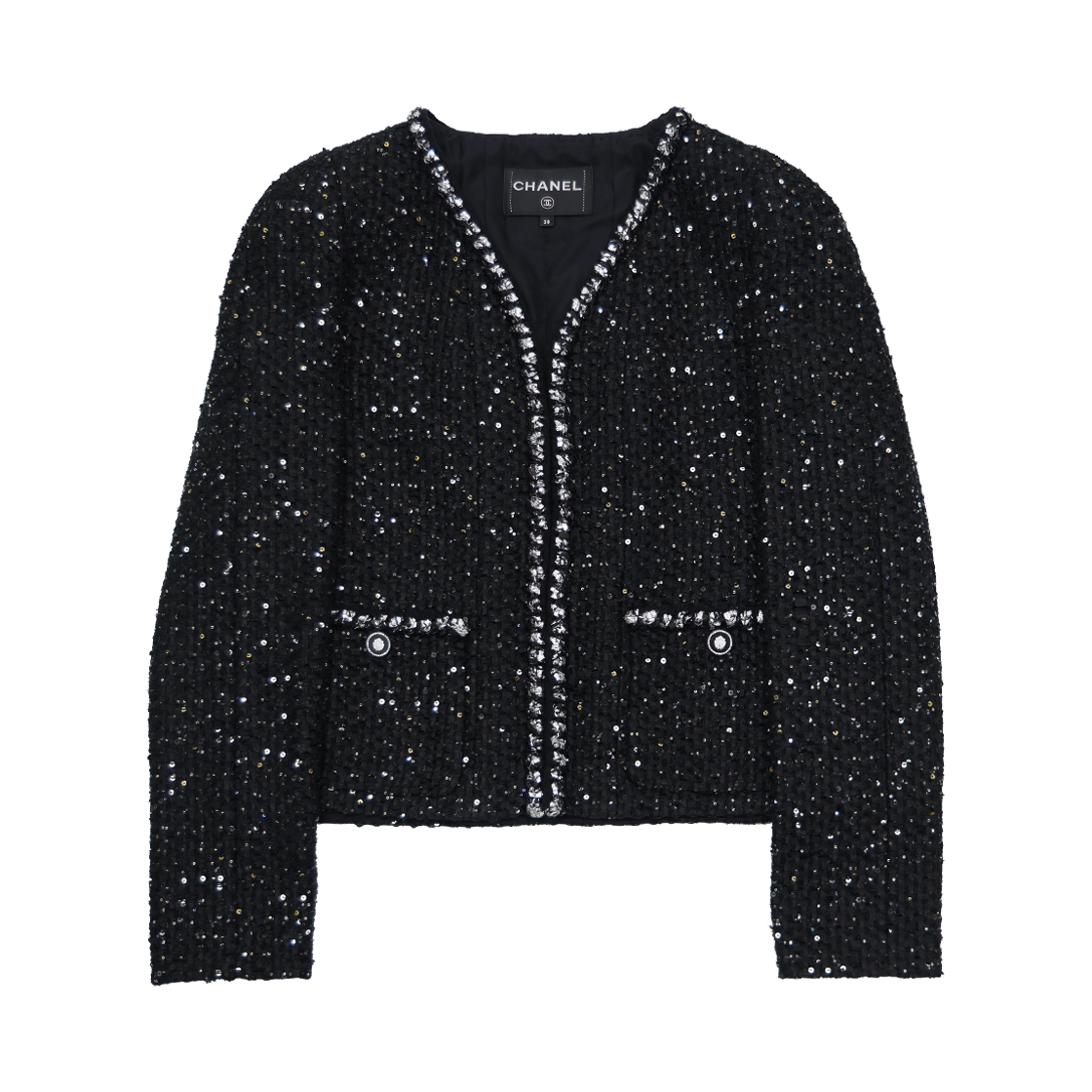 샤넬 P72409 글리터 트위드 자켓 블랙(Chanel P72409 Glitter Tweed Jacket - Black)