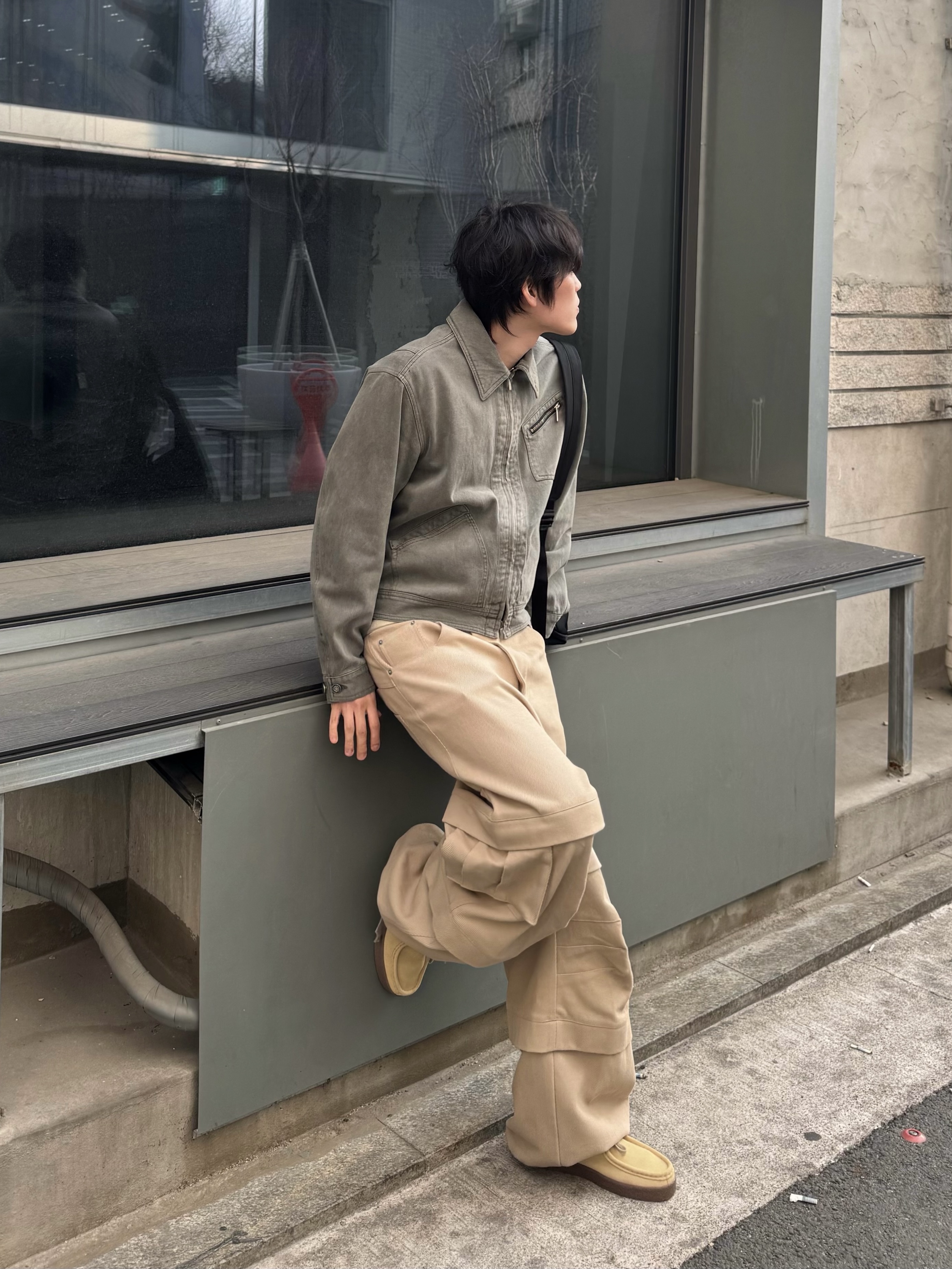 Kamien Titan Baggy Pants Beige 착용 스타일 - 4