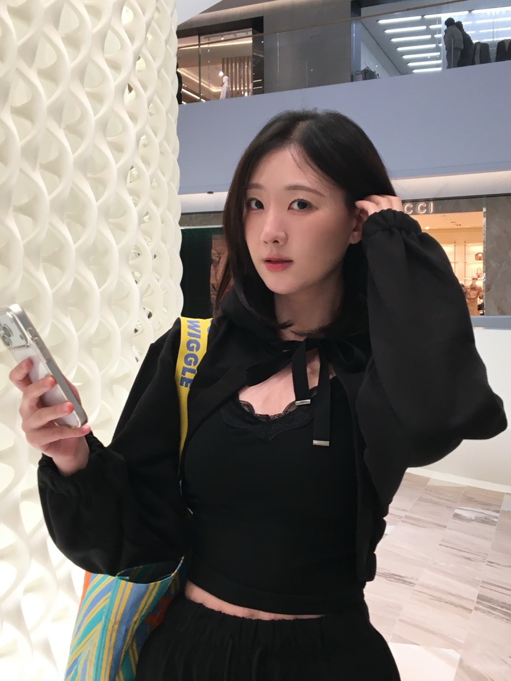 PHOS333 W Hooded Bolero 착용 스타일 - 1