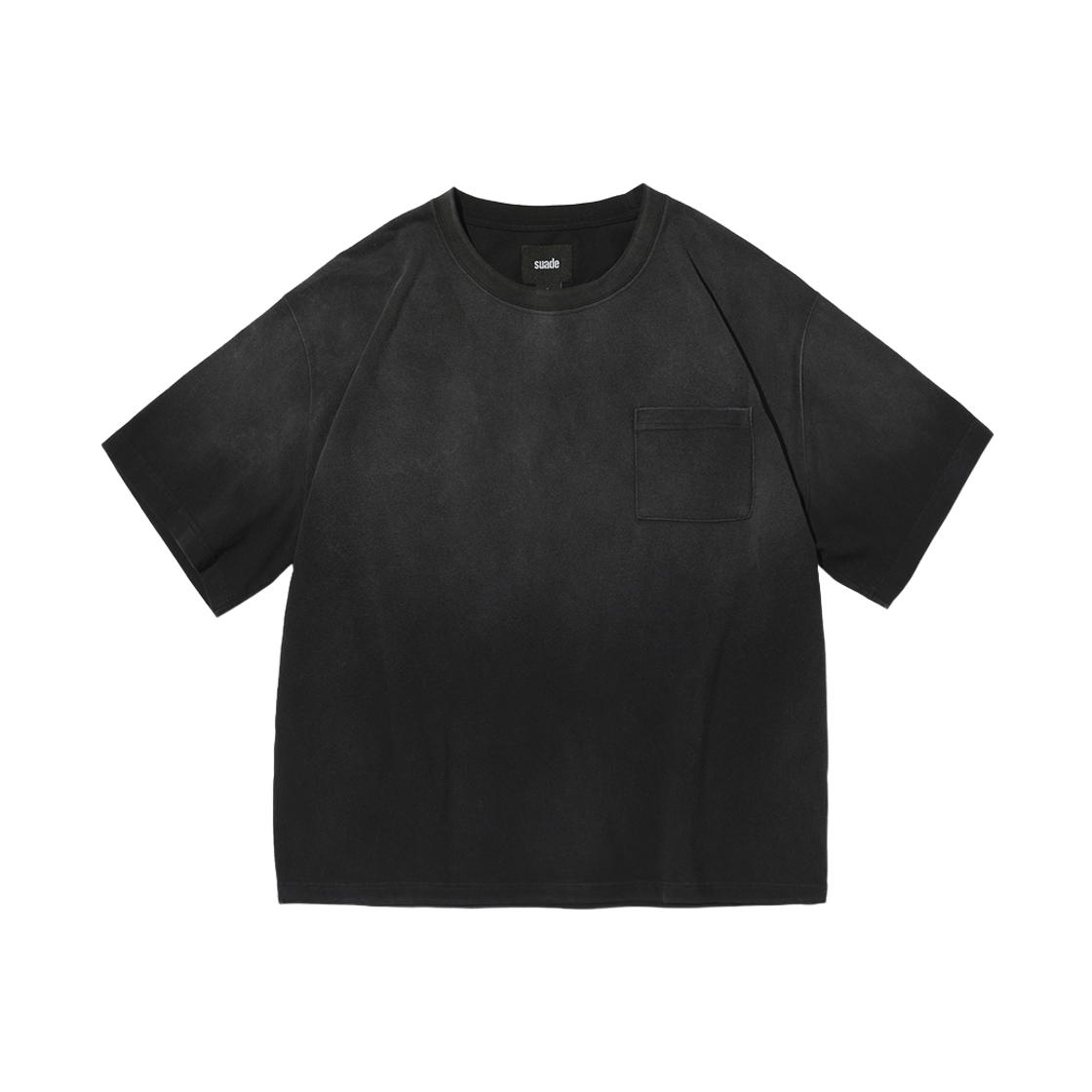 스웨이드 포켓 크롭 티 워싱 블랙(Suade Pocket Cropped Tee Washing Black)