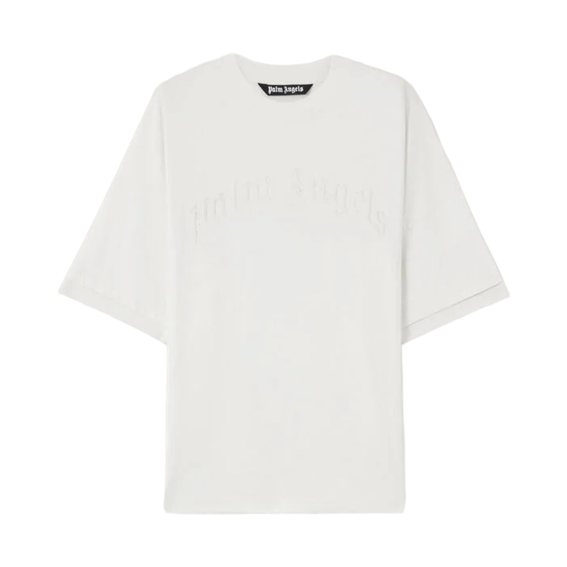 팜엔젤스 커브드 로고 루즈 더블 티셔츠 - 화이트(Palm Angels Curved Logo Loose Double Tee - Off White Off White)