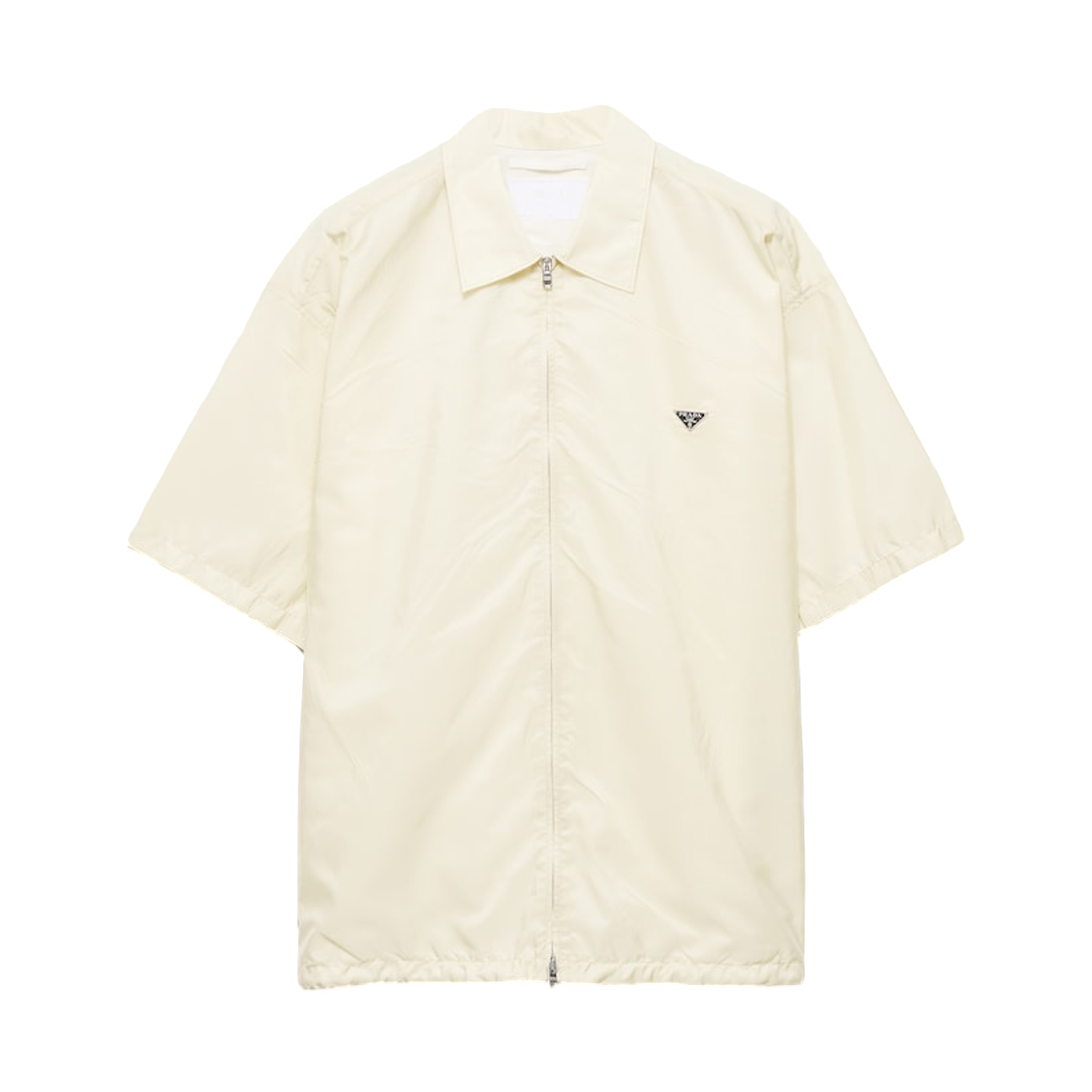 SC871-1WQ9-F0K74 Prada Short-Sleeved Re-Nylon Zipper Shirt Chalk White