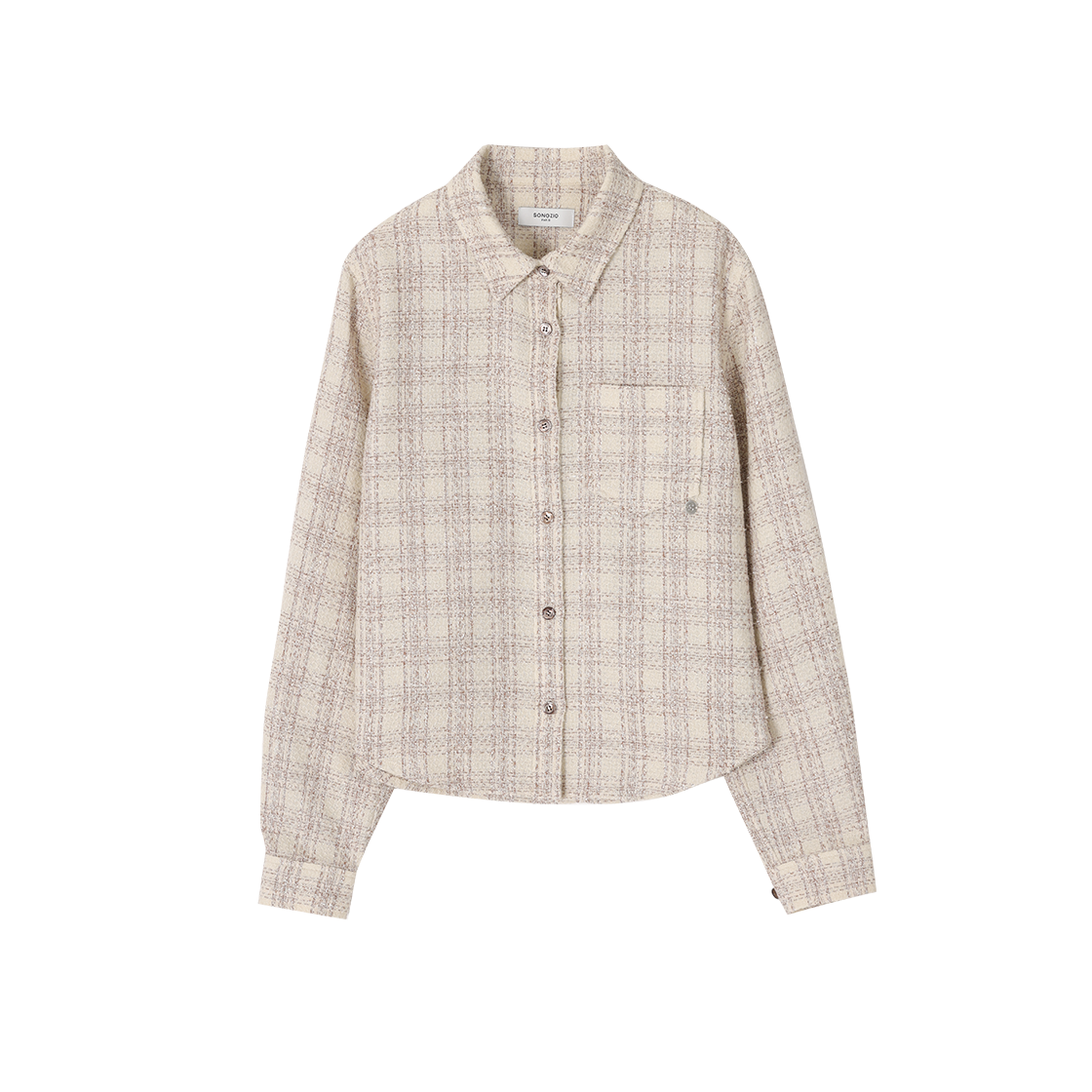 WI2SH220BE (W) SONGZIO Origin Paris Tweed Check Shirt Beige