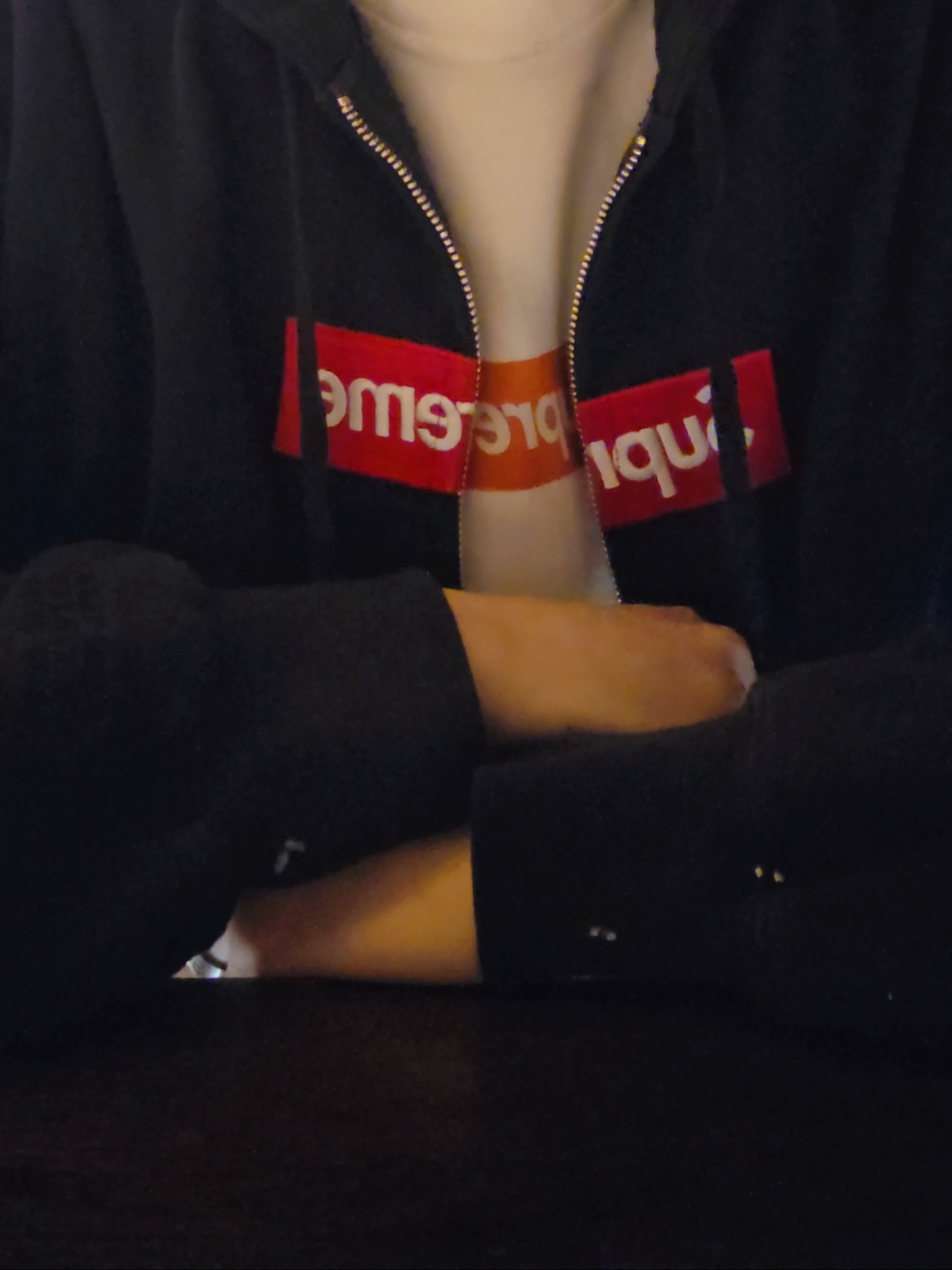 Supreme x MM6 Maison Margiela Box Logo Zip Up Hooded Sweatshirt Navy - 26SS, Jordan 1 x Travis Scott Retro Low OG SP Sail and Ridgerock 착용 스타일 - 3