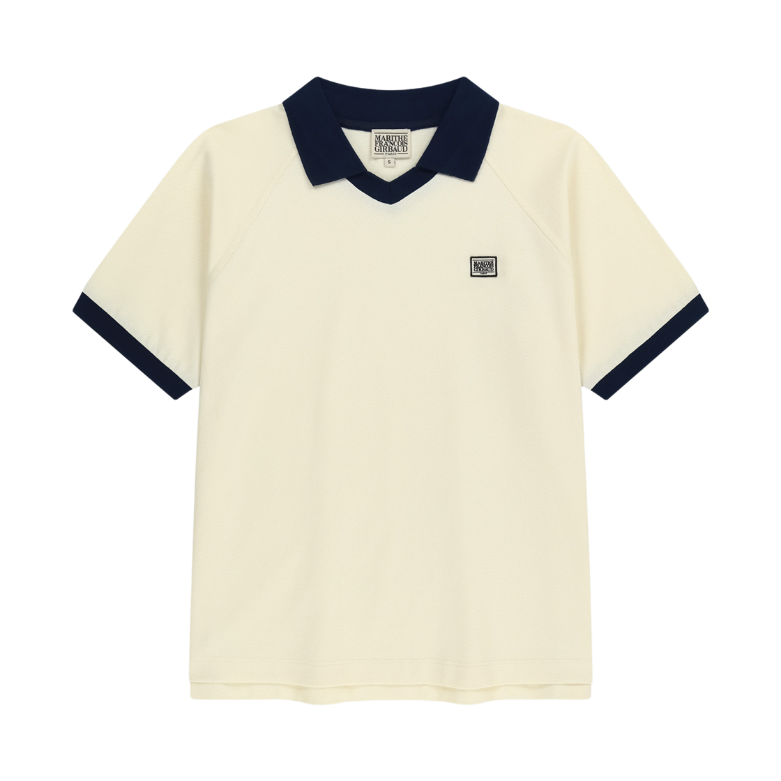 마리떼 프랑소와 저버 스몰 클래식 로고 피케 칼라 포인트 티셔츠 아이보리(Marithe Francois Girbaud Small Classic Logo Pique Collar Point T-Shirt Ivory)