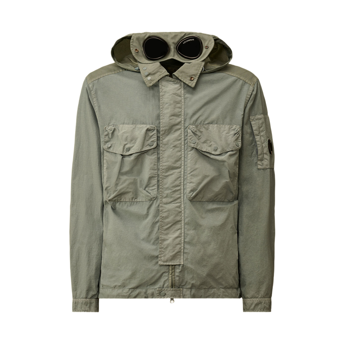 20CMOS017A005991G809 C.P. Company Flatt Nylon Mixed Goggle Overshirt Silver Blue - 26SS
