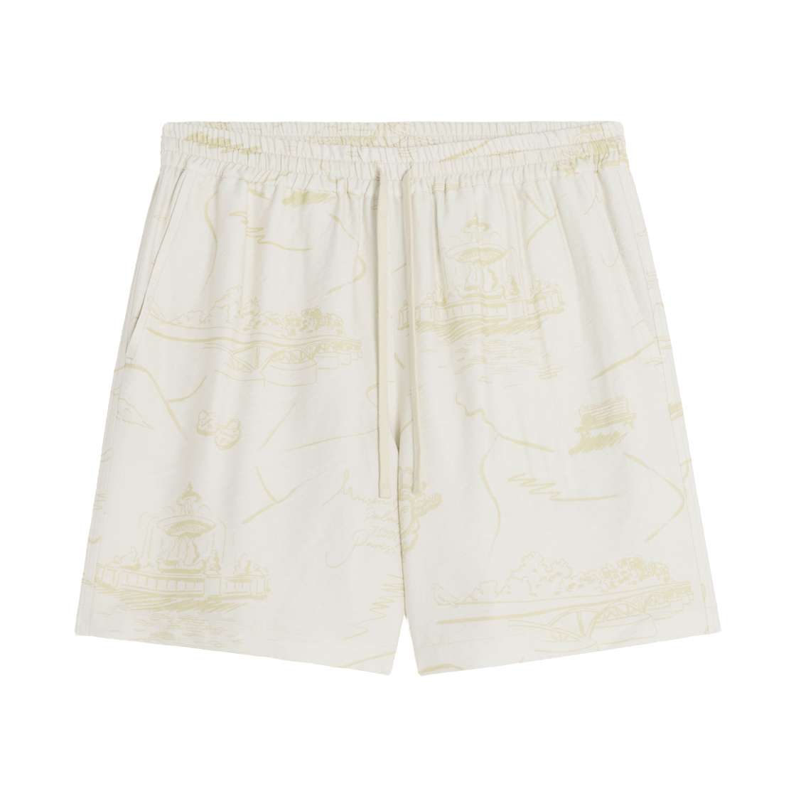 QM01402WW9103-0522 Maison Kitsune Lightweight Shorts Noble Beige Straw
