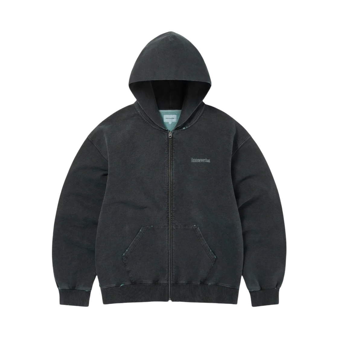 디스이즈네버댓 데미지드 집업 후드 페이디드 블랙(Thisisneverthat Damaged Zip Up Hoodie Faded Black) - 1