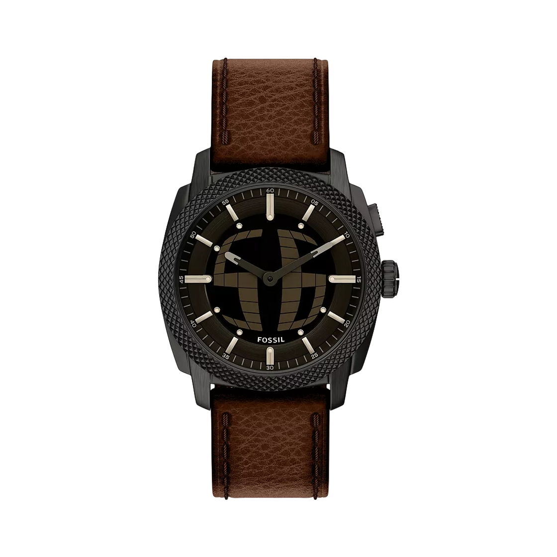 파슬 머신 빅 틱 쿼츠 41mm 레더 블랙 브라운(Fossil Machine Big Tic Quartz 41mm Leather Black Brown)