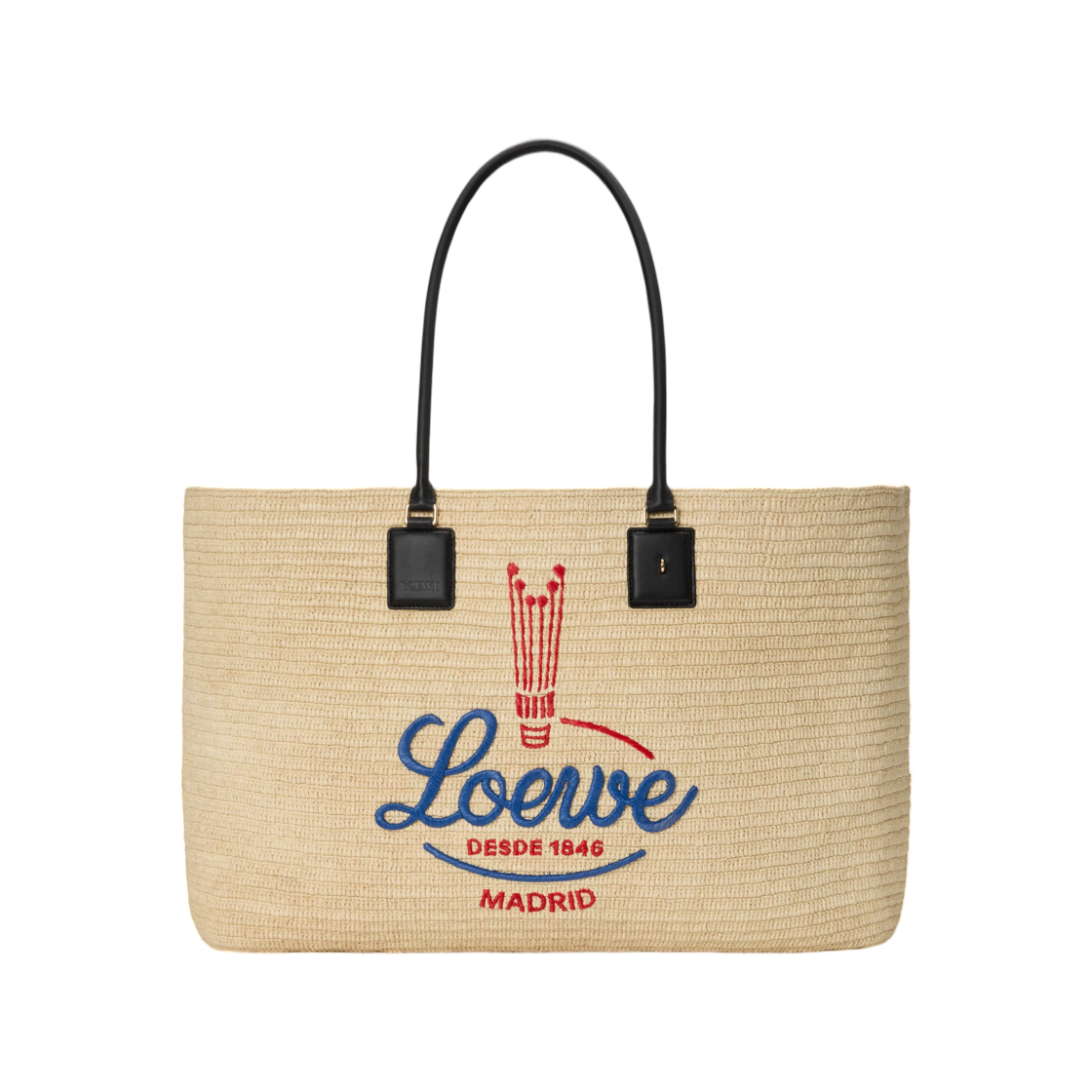 A933DMTX02-2016 Loewe XL Verano Tote In Raffia White Multicolor