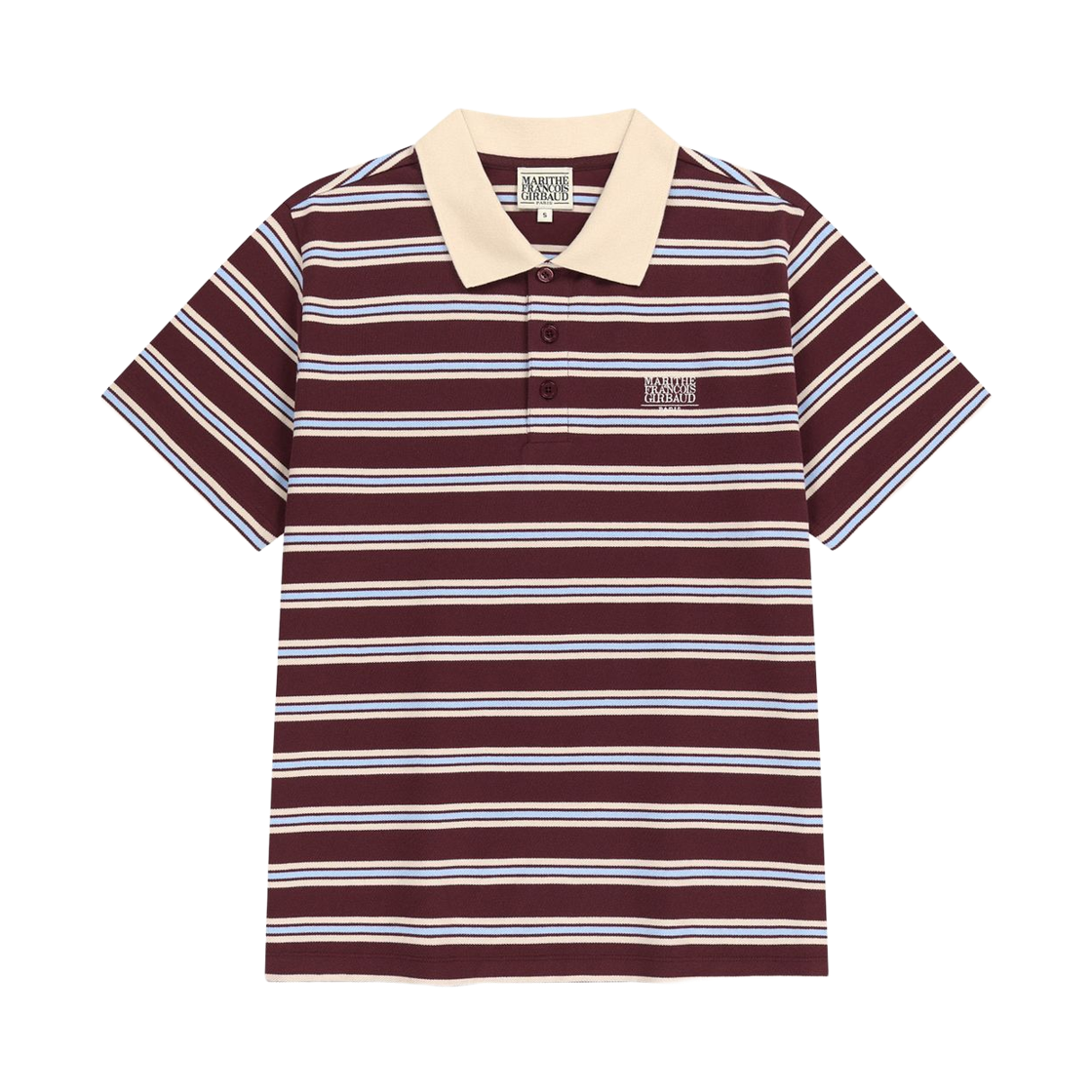 마리떼 프랑소와 저버 스몰 클래식 로고 피케 칼라 포인트 티셔츠 스트라이프(Marithe Francois Girbaud Small Classic Logo Pique Collar Point T-Shirt Stripe)