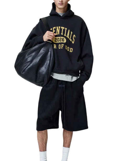 Essentials Classic Fleece Hoodie Vintage Black - 25FW, Essentials Fleece State Hoodie Black - 24FW 착용 스타일