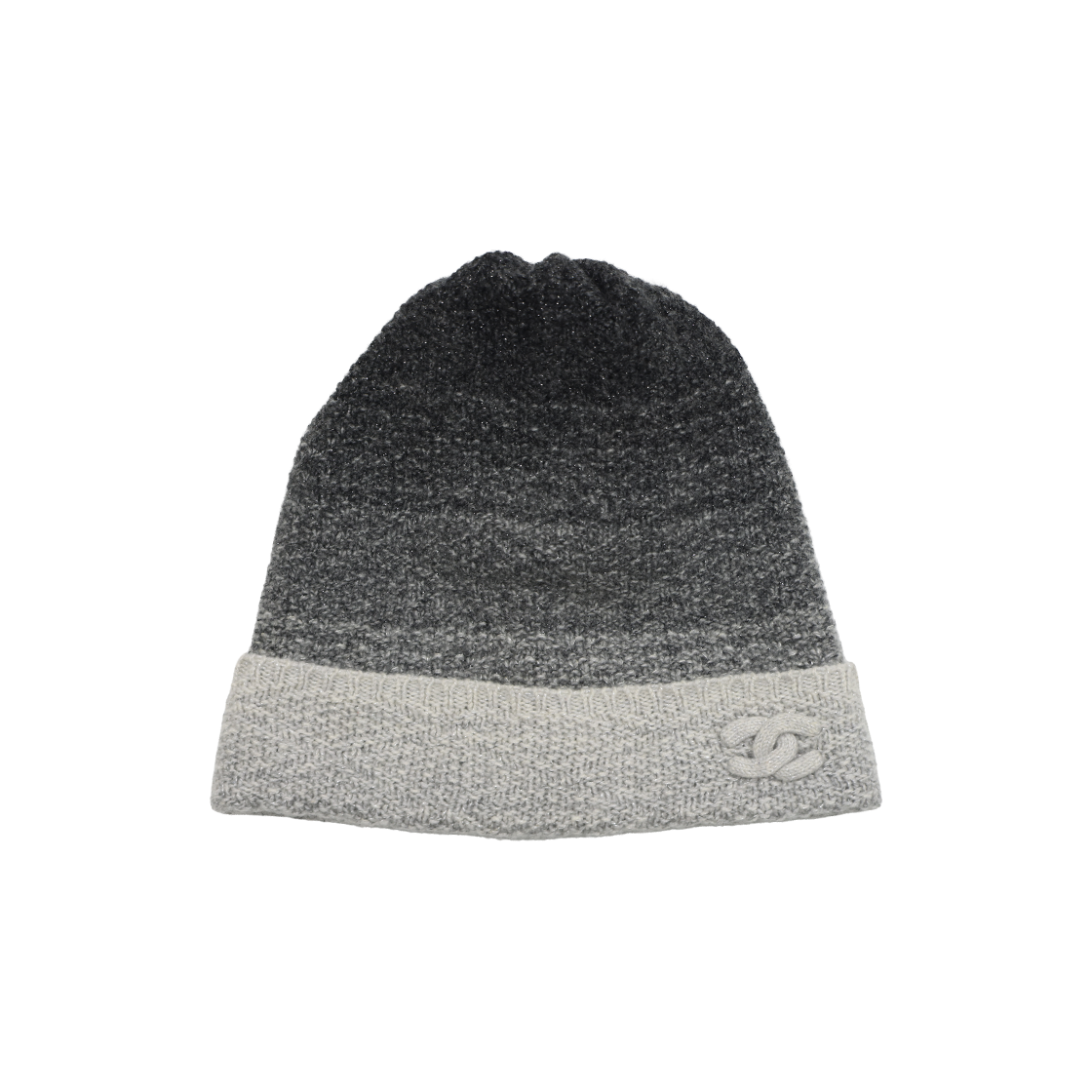 ITTFRNCFHNOP Chanel Two-Tone CC Logo Cashmere Beanie - Gray
