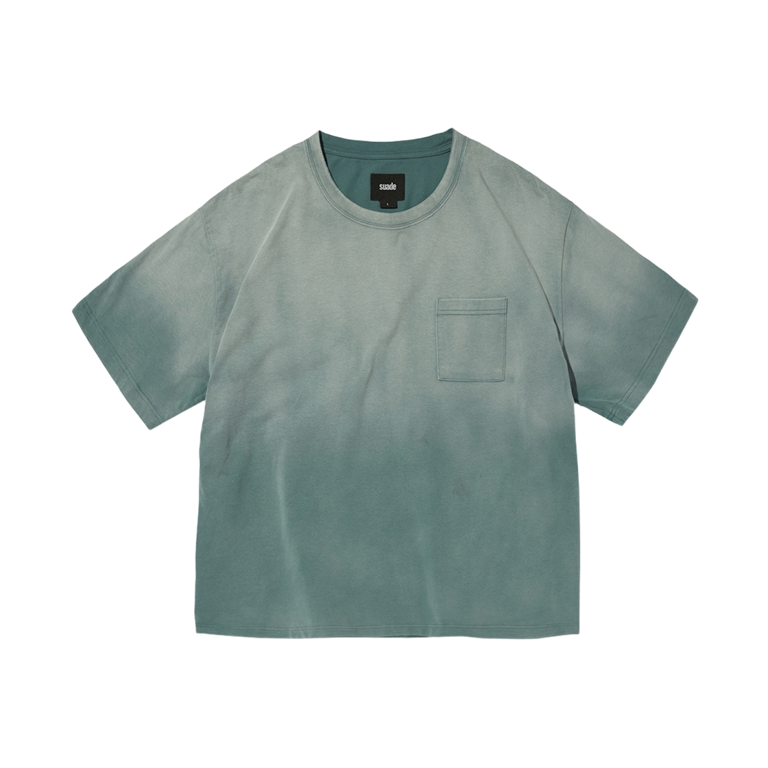 스웨이드 포켓 크롭 티 워싱 그린(Suade Pocket Cropped Tee Washing Green)