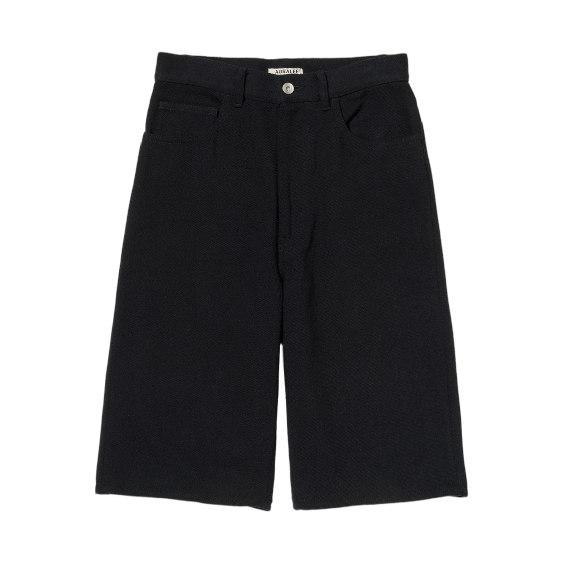 (W) 오라리 실크 넵 데님 5P 와이드 쇼츠 블랙 - 26SS((W) Auralee Silk Nep Denim 5P Wide Shorts Black - 26SS) - 1