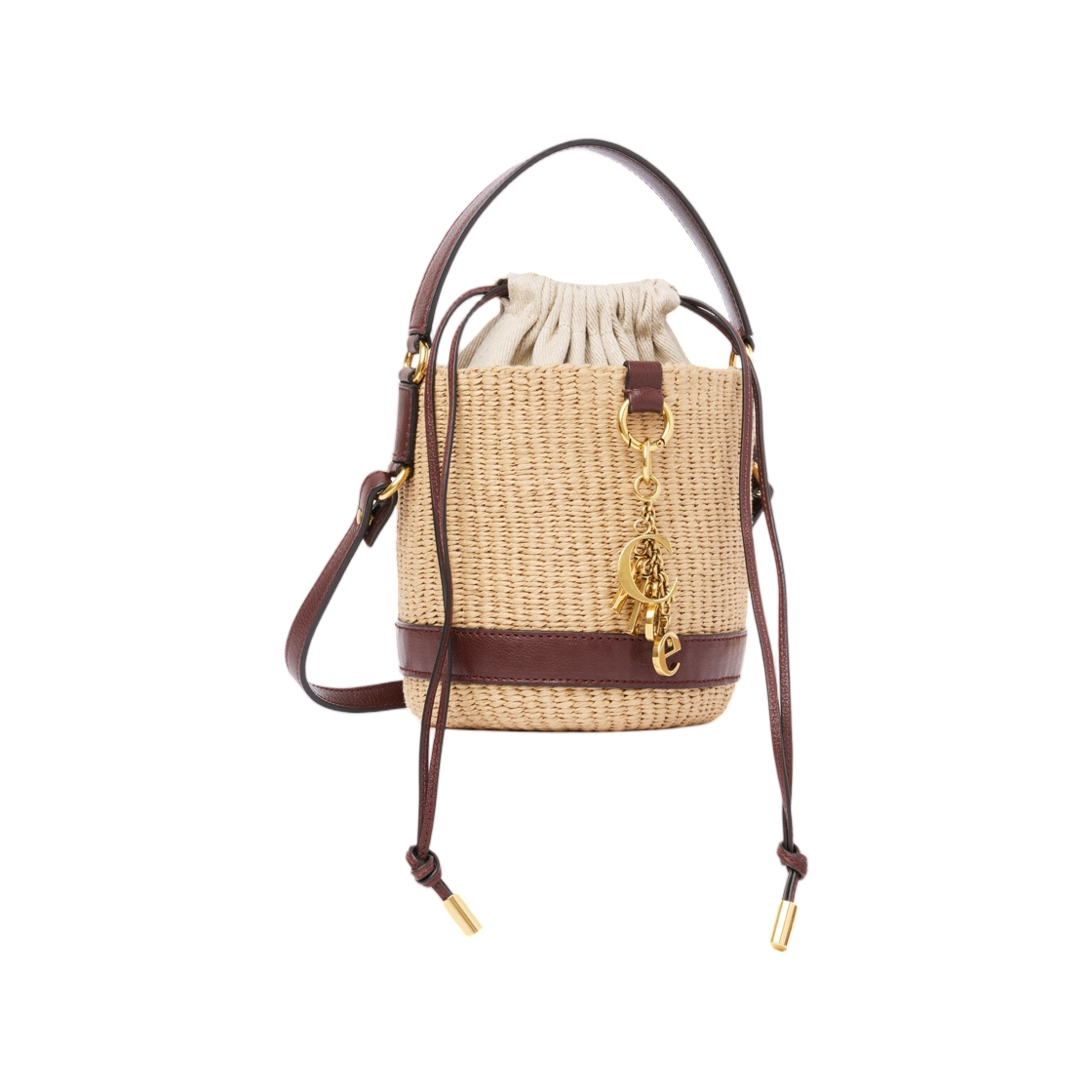 끌로에 참 베스킷 백 내츄럴 파이버 크래프티 브라운(Chloe Charms Basket Bag in Natural Fibers Crafty Brown)