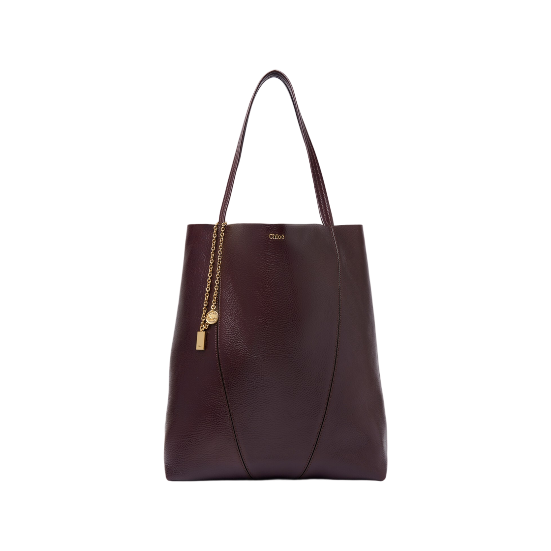 CHC25SS810N8455H Chloe Large Chloe Spin Tote Bag in Grained Leather Perfect Plum