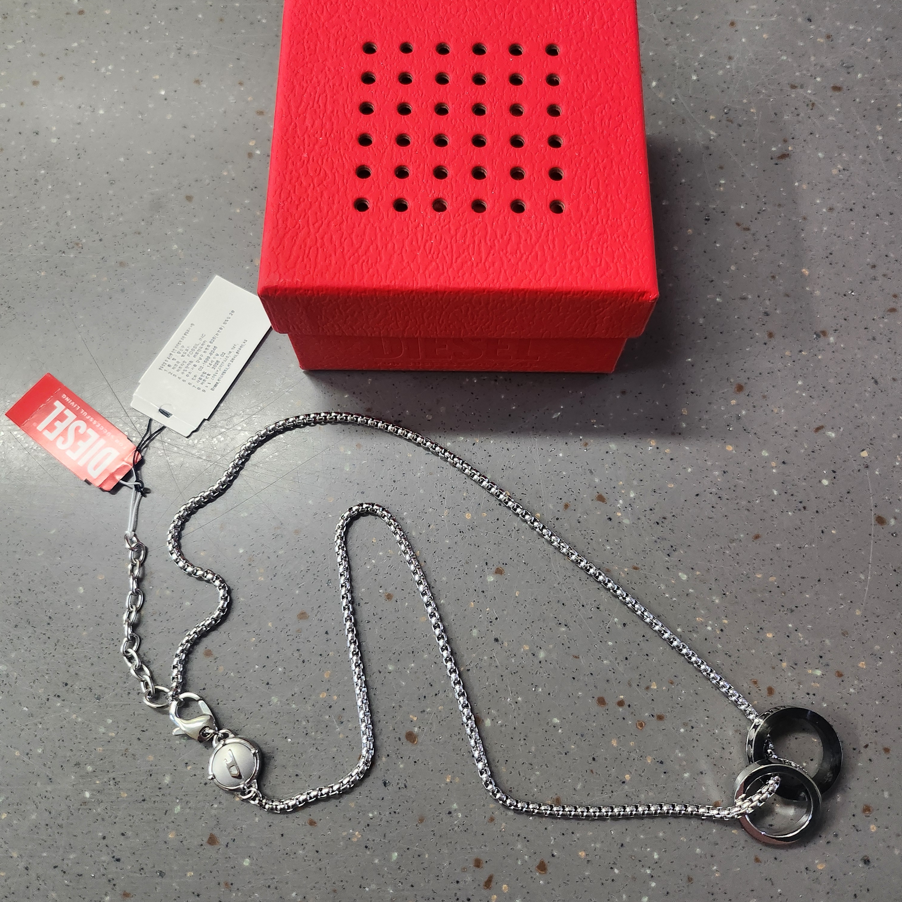 Diesel Dx1168040 Stainless Steel Double Pendant Necklace Silver 착용 스타일 - 2