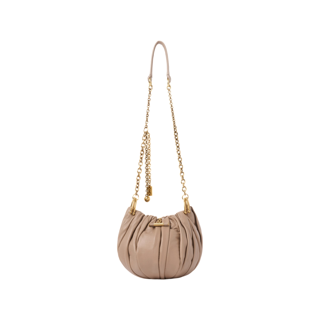 끌로에 플리세 숄더백 체인 플리츠 레더 우드스모크(Chloe Plisse Shoulder Bag with Chain in Pleated Leather Woodsmoke)