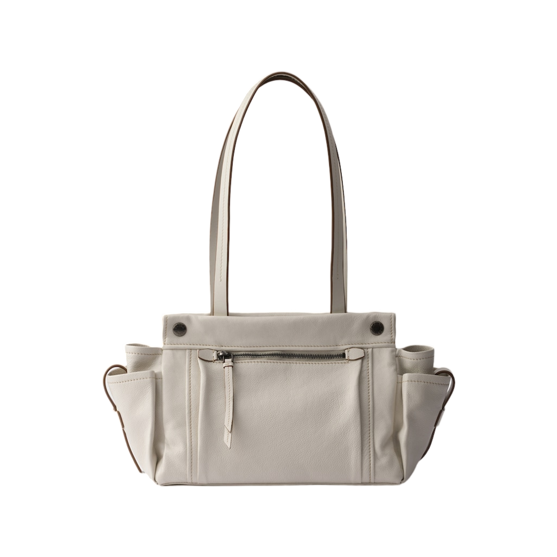 프라다 루트 미디움 레더 토트백 초크 화이트(Prada Route Medium Leather Tote Bag Chalk White) - 2