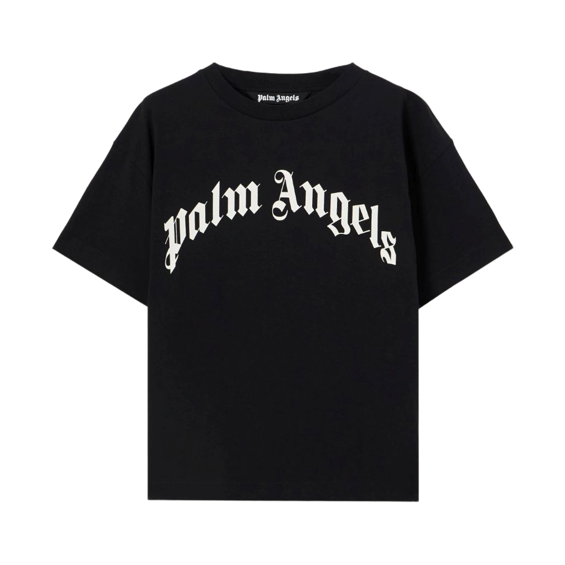 팜엔젤스 커브드 로고 레귤러 티셔츠 -  블랙 화이트(Palm Angels Curved Logo Regular Tee - Black Off White)