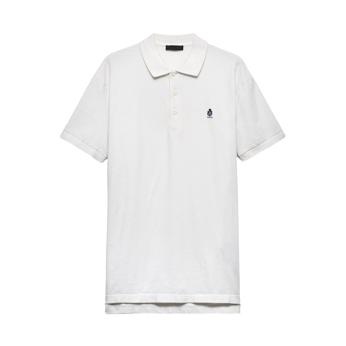 프라다 가먼트 다이드 코튼 폴로 셔츠 초크 화이트(Prada Garment-Dyed Cotton Polo Shirt Chalk White) - 1
