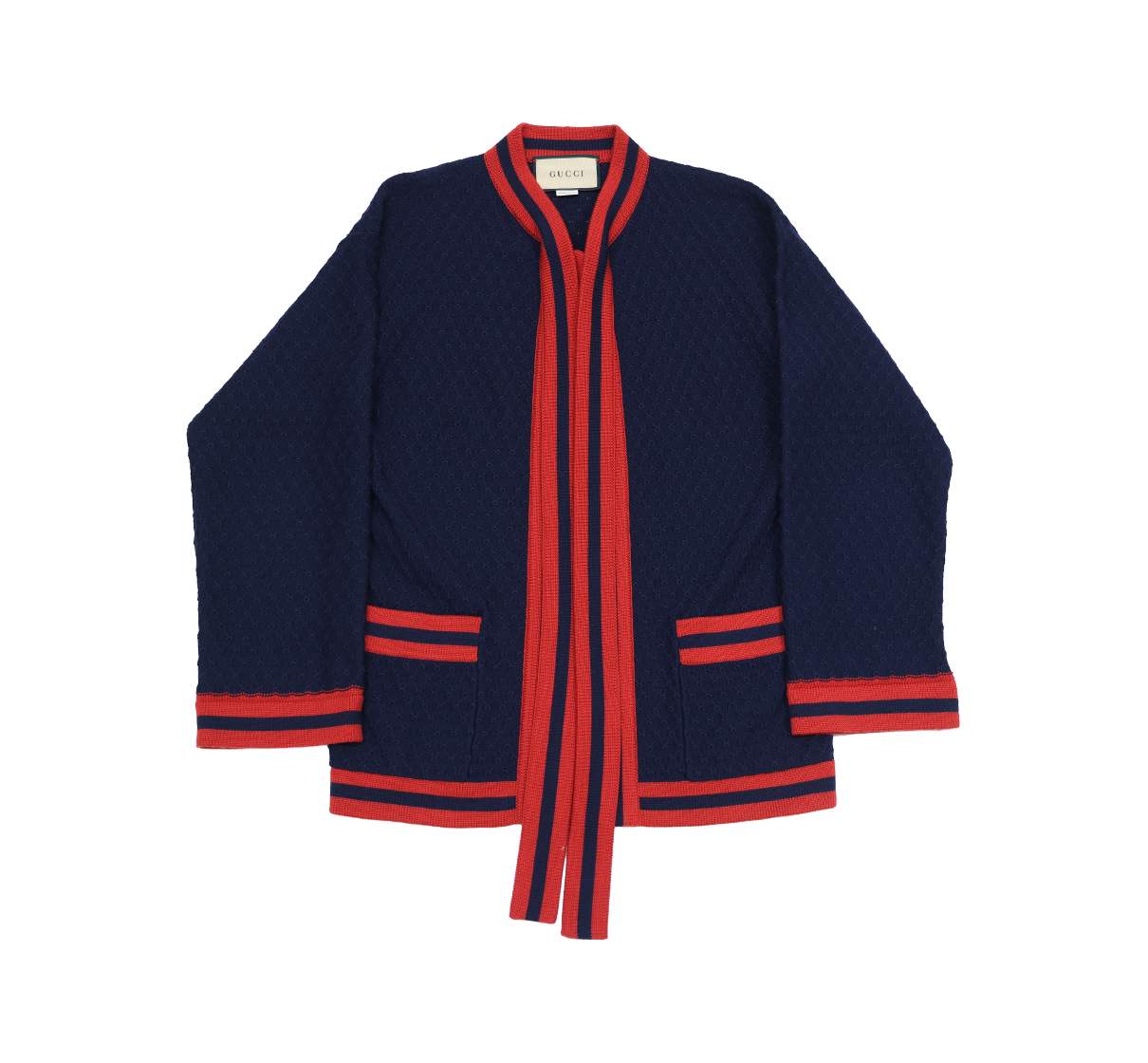 구찌 653439 리본 가디건 울 네이비(Gucci 653439 Ribbon Cardigan in Navy Wool)