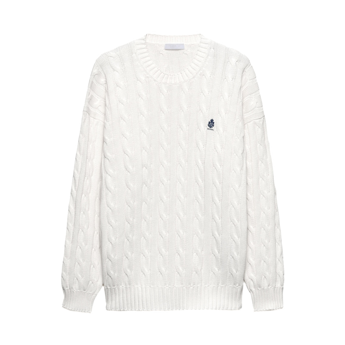 UMF304-19VL-F0009 Prada Cotton Crew-Neck Sweater White
