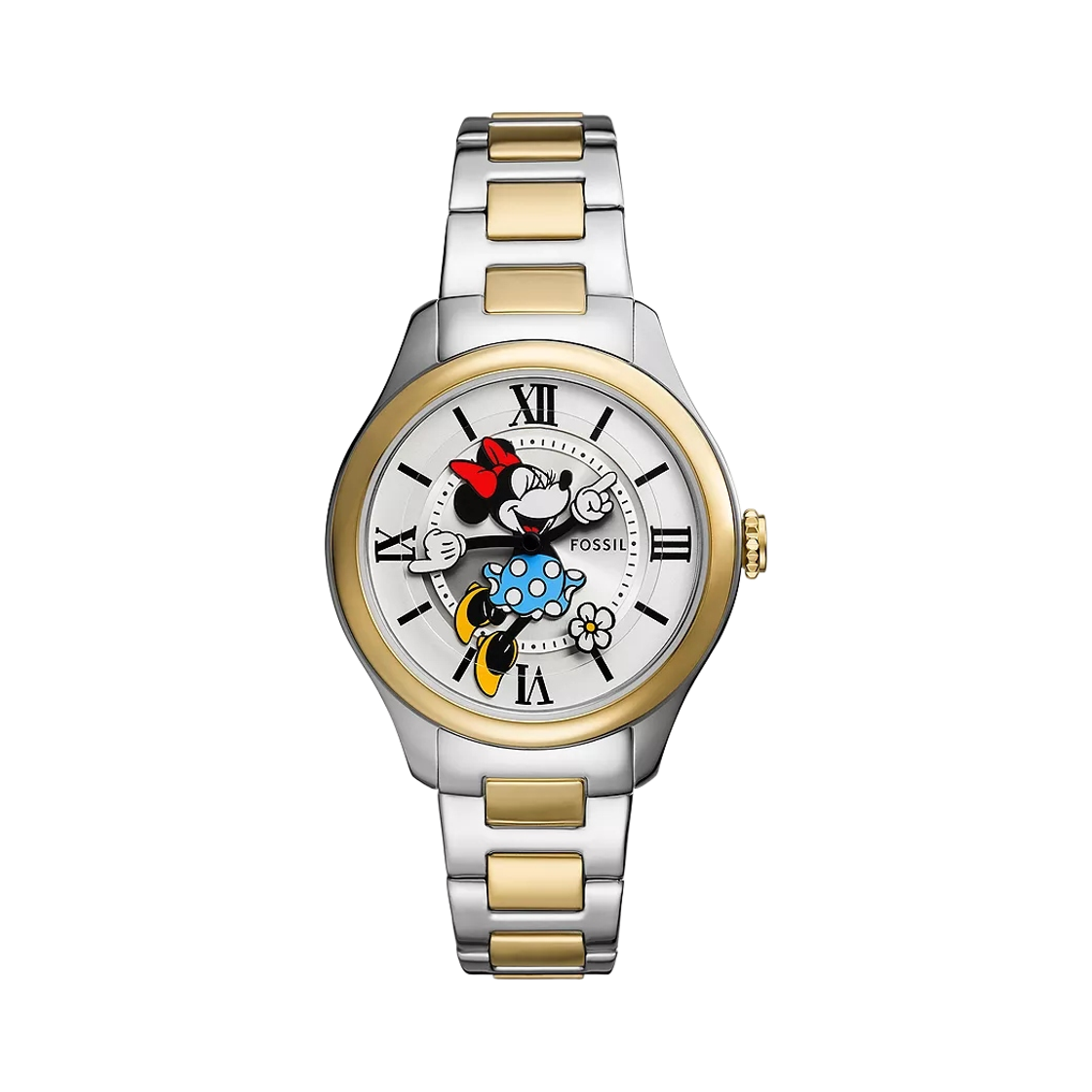(W) 파슬 미키 앤 프렌즈 쿼츠 쓰리핸드 38mm 스페셜 에디션 스테인리스 스틸 실버 골드((W) Fossil Mickey and Friends Quartz Three-Hand 38mm Special Edition Stainless Steel Silver Gold) - 1