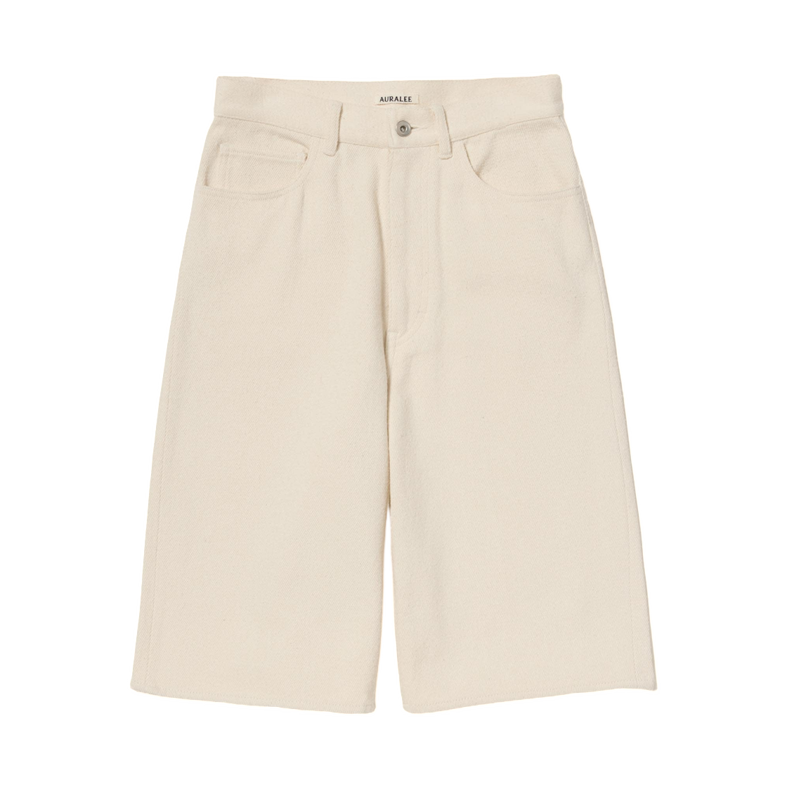 (W) 오라리 실크 넵 데님 5P 와이드 쇼츠 아이보리 화이트 - 26SS((W) Auralee Silk Nep Denim 5P Wide Shorts Ivory White - 26SS)