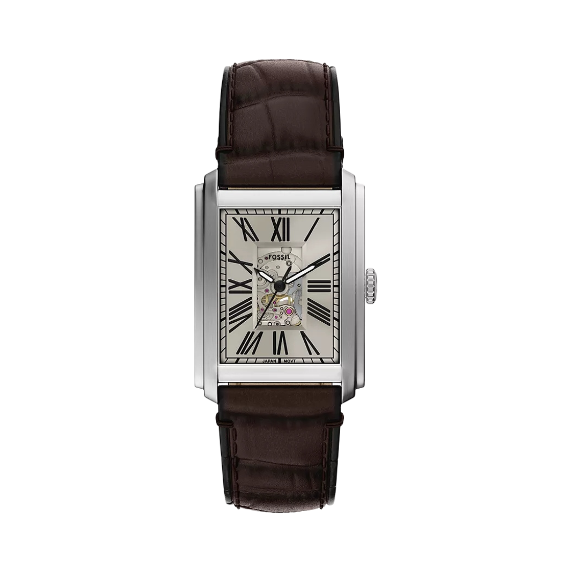 파슬 캐러웨이 오토매틱 쓰리핸드 30mm 레더 베이지 브라운(Fossil Carraway Automatic Three-Hand 30mm Leather Beige Brown)