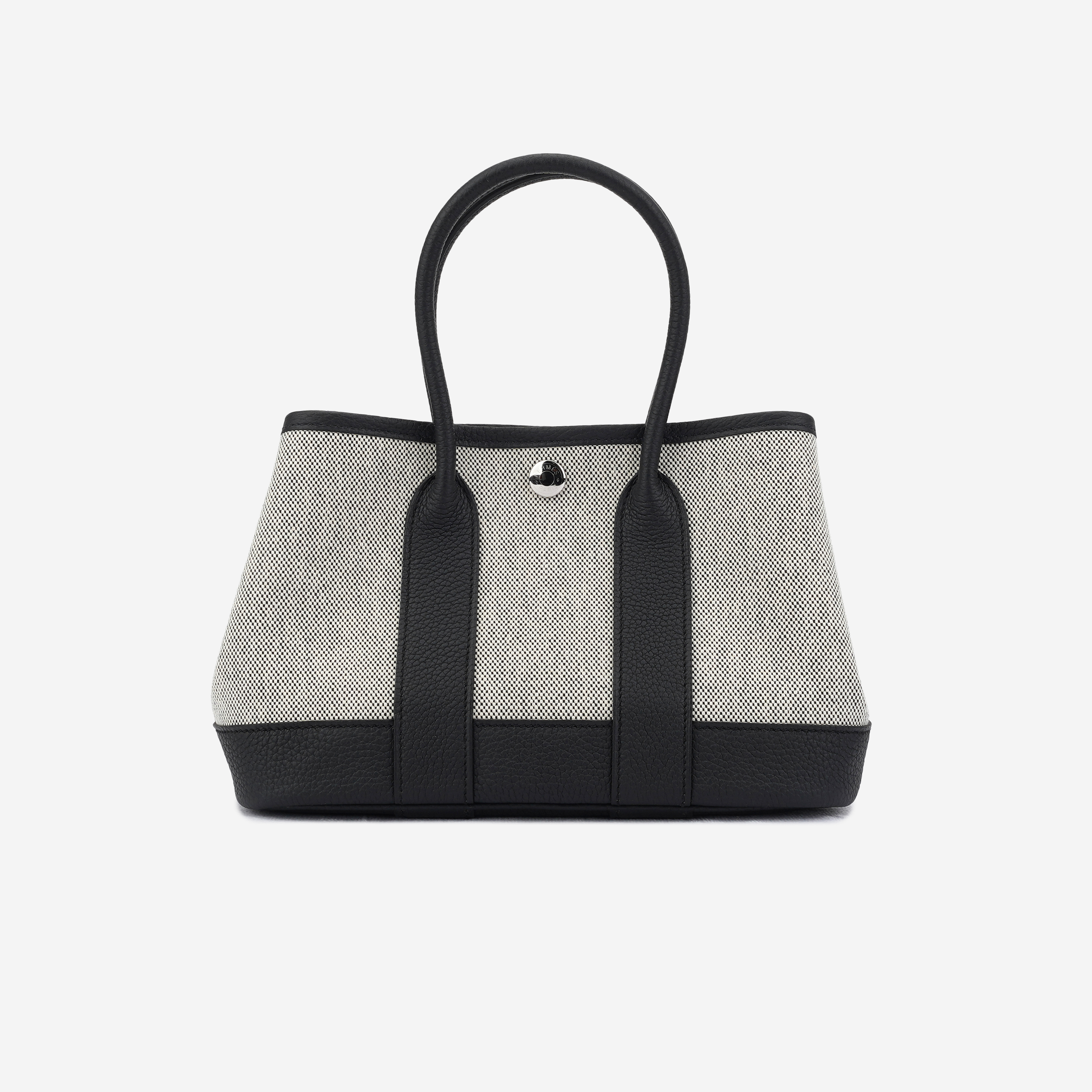 Hermes Neo Garden Party 23 Bag Viking Canvas Negonda & Palladium Ecru Noir Noir