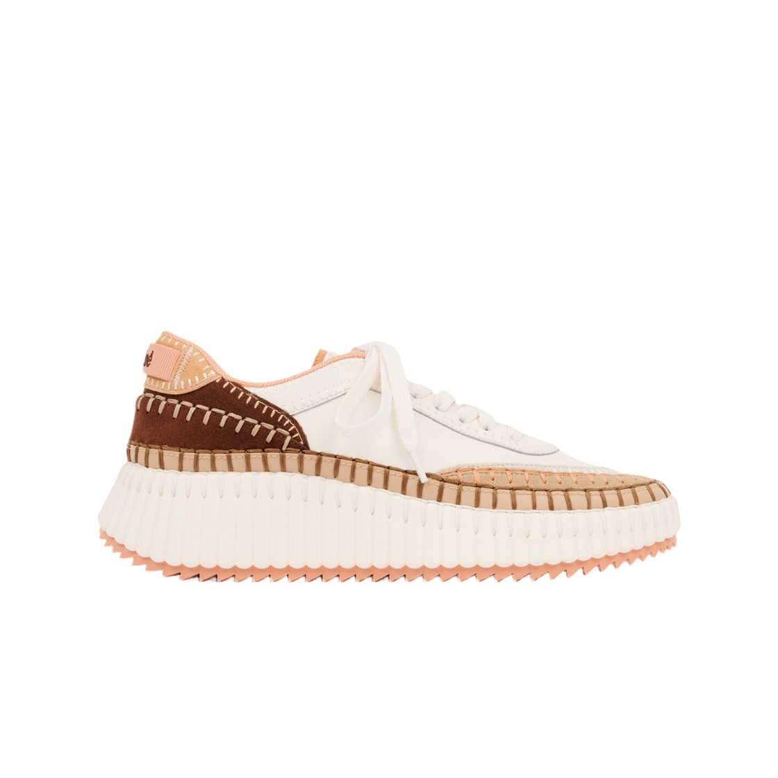 CHC24S00RBD6J8 (W) Chloe Nama Sneaker Sepia Peach