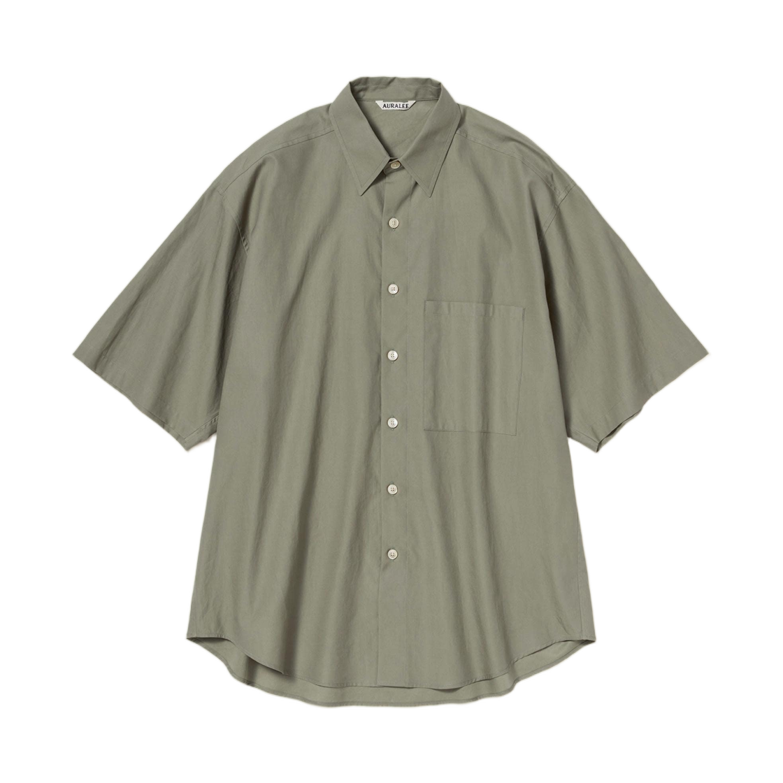 A26SS03TN Auralee Washed Finx Twill Big Half Sleeved Shirt Olive - 26SS
