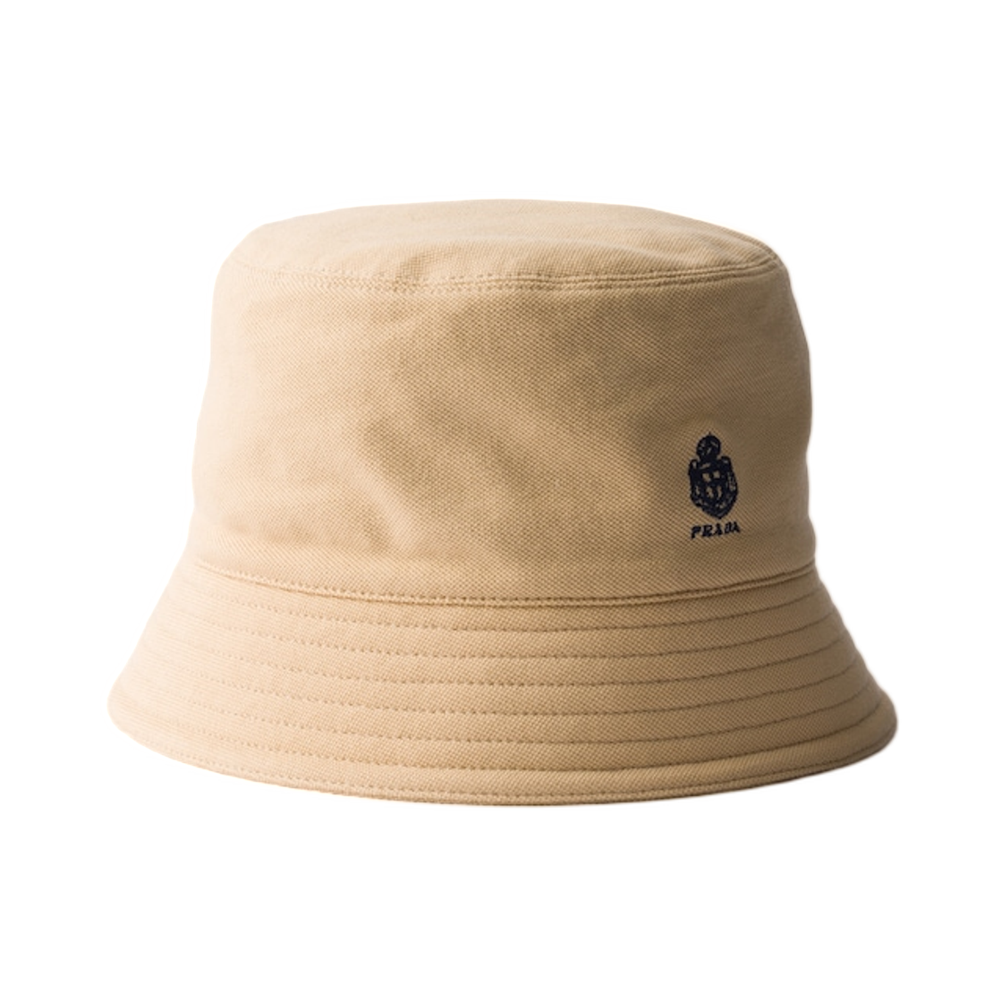 2HC137-19OV-F0F24 Prada Old Pique Bucket Hat Desert Beige