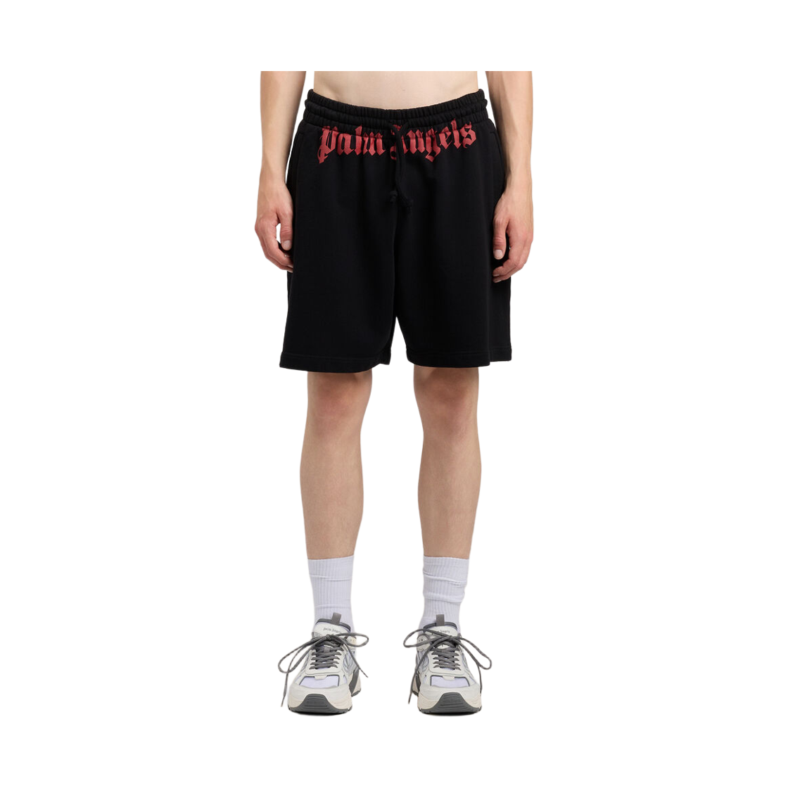 팜엔젤스 웨이스트 로고 스웻쇼츠 - 블랙 레드(Palm Angels Waist Logo Sweatshorts - Black Red) - 2