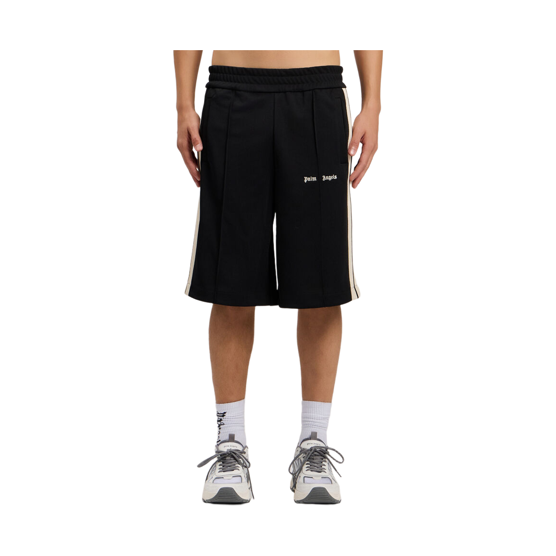 팜엔젤스 클래식 로고 트랙 쇼츠 - 블랙 화이트(Palm Angels Classic Logo Track Shorts - Black Off White) - 2