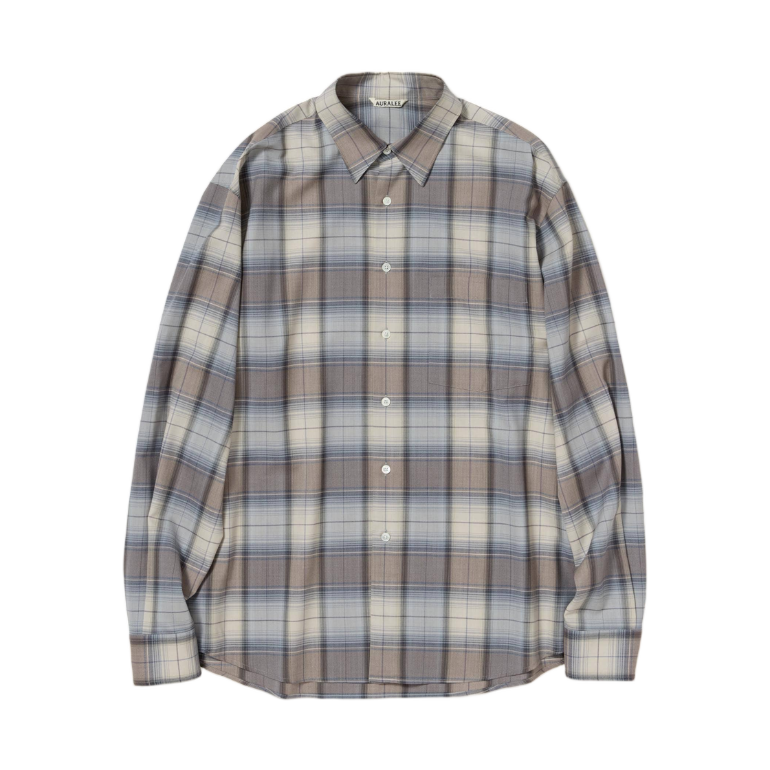 오라리 슈퍼 라이트 울 체크 셔츠 블루 그레이 체크 - 26SS(Auralee Super Light Wool Check Shirt Blue Gray Check - 26SS)